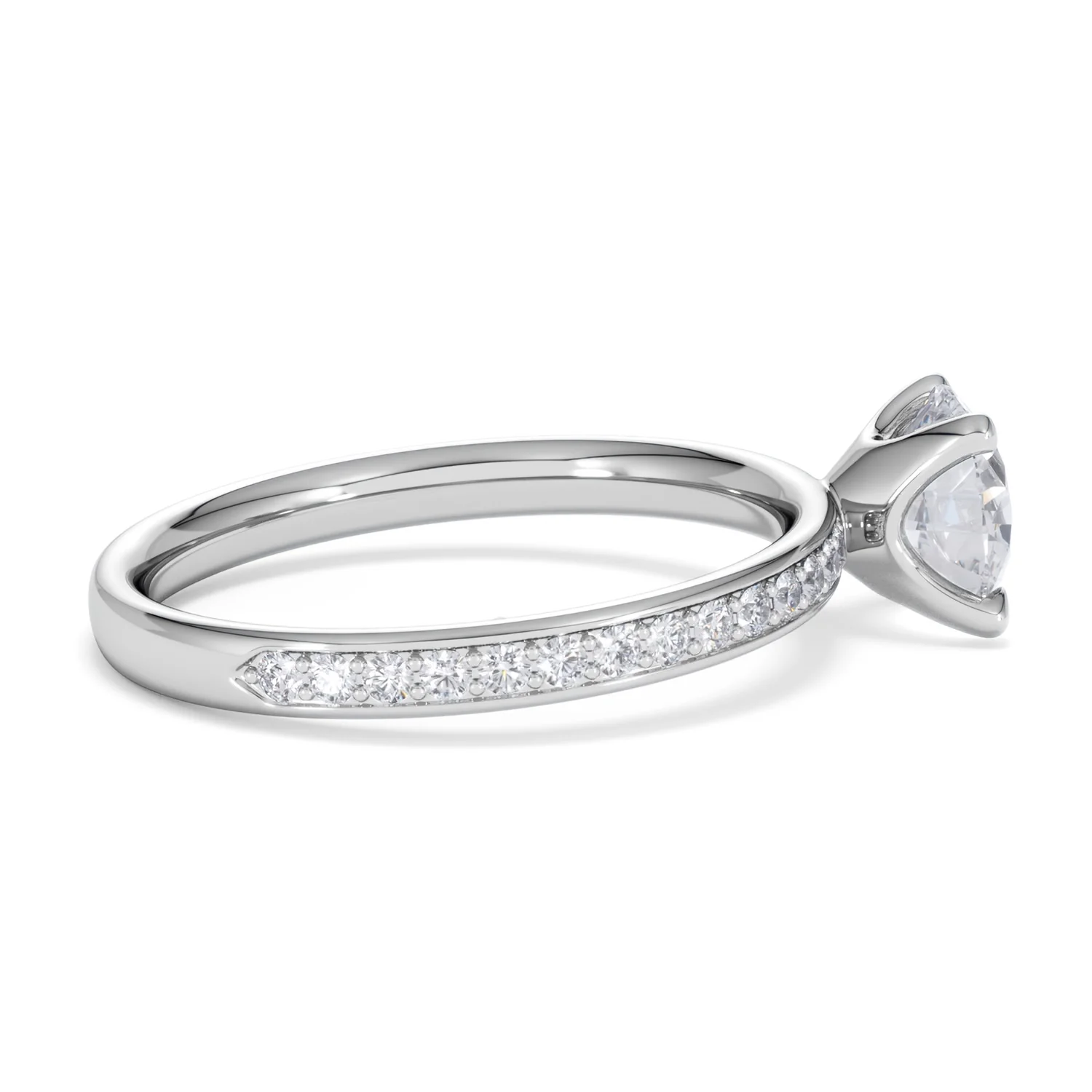 Origin 1.25ct Round Cut Lab Diamond Solitaire Engagement Ring with Side Stones in 18K White Gold - Image 29