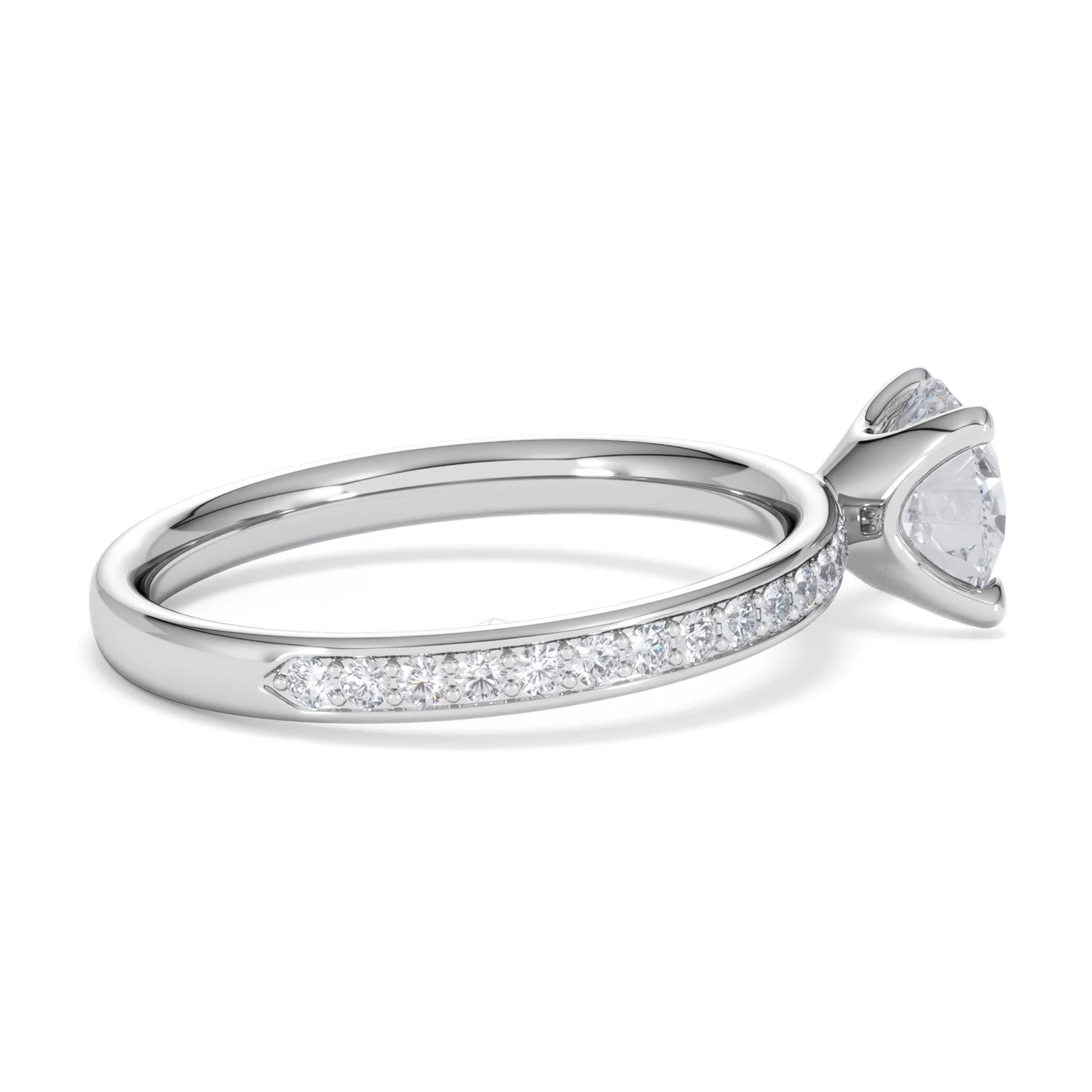 Origin 1.25ct Round Cut Lab Diamond Solitaire Engagement Ring with Side Stones in 18K White Gold - Image 30