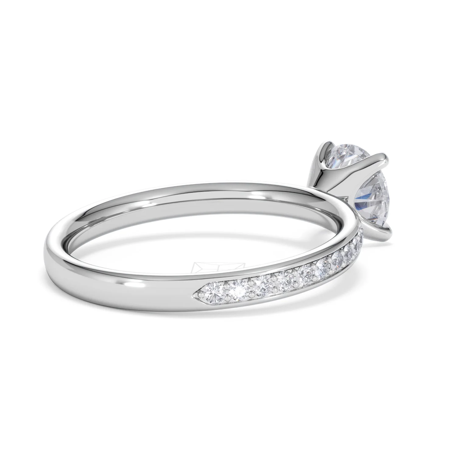 Origin 1.25ct Round Cut Lab Diamond Solitaire Engagement Ring with Side Stones in 18K White Gold - Image 36