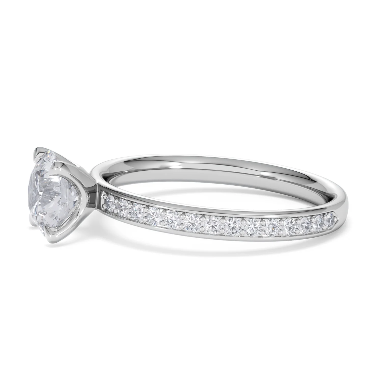 Origin 1.25ct Round Cut Lab Diamond Solitaire Engagement Ring with Side Stones in 18K White Gold - Image 71