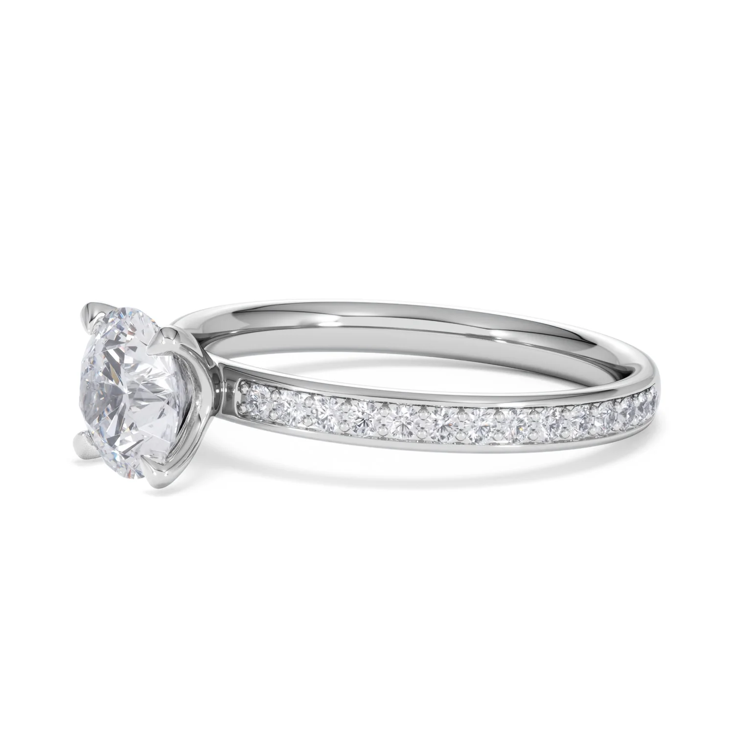 Origin 1.25ct Round Cut Lab Diamond Solitaire Engagement Ring with Side Stones in 18K White Gold - Image 75