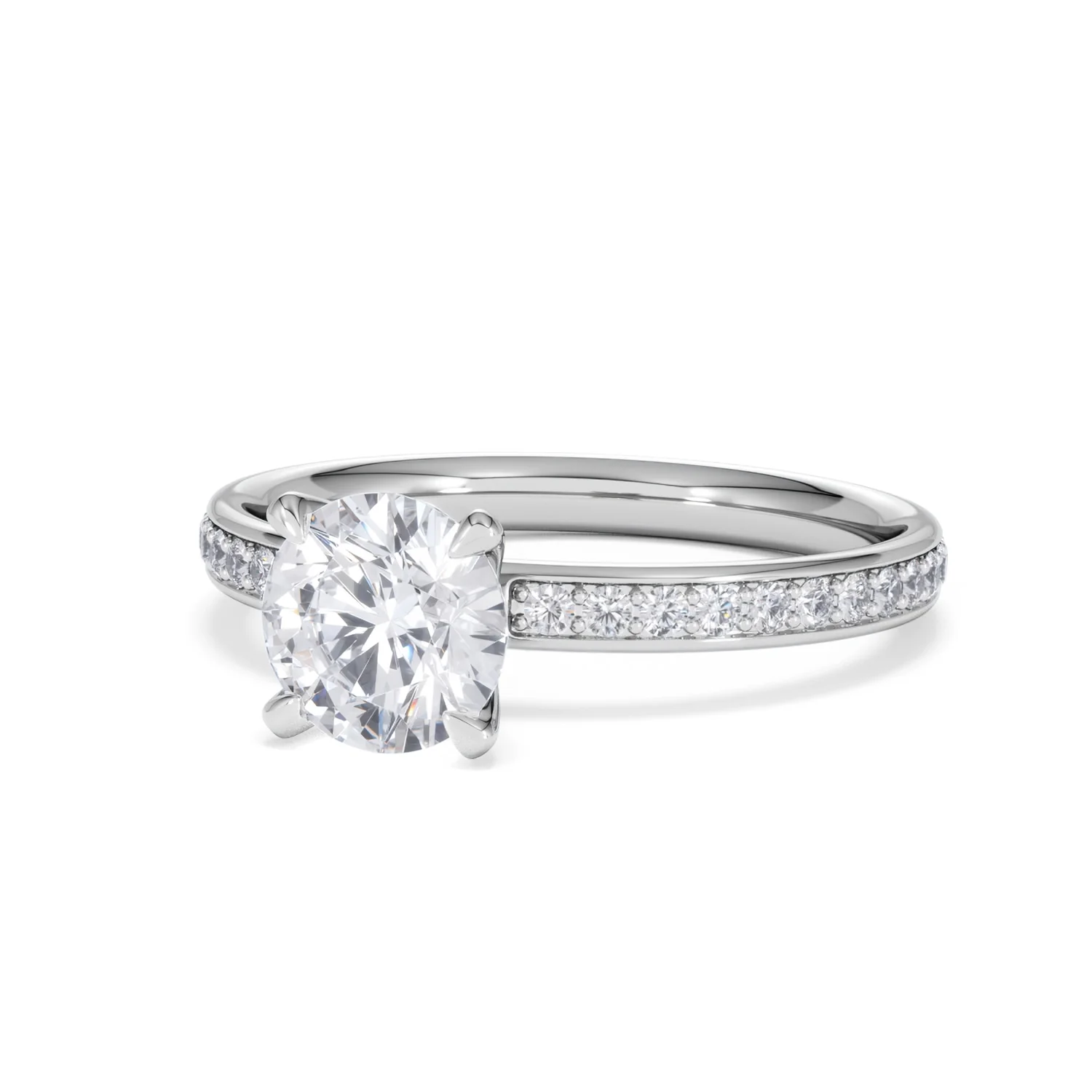 Origin 1.25ct Round Cut Lab Diamond Solitaire Engagement Ring with Side Stones in 18K White Gold - Image 82