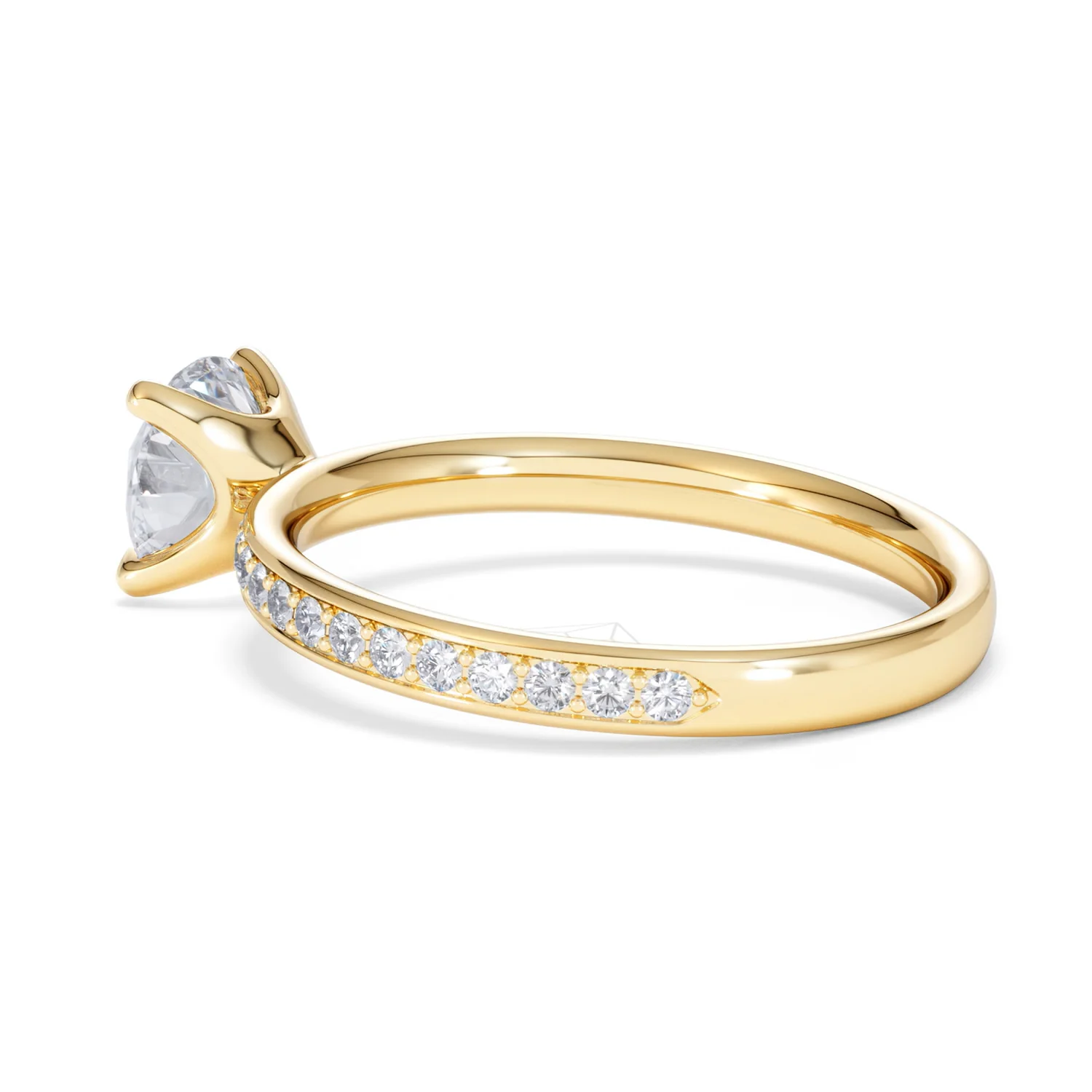 Origin 1.25ct Round Cut Lab Diamond Solitaire Engagement Ring with Side Stones in 18K Yellow Gold - Image 60