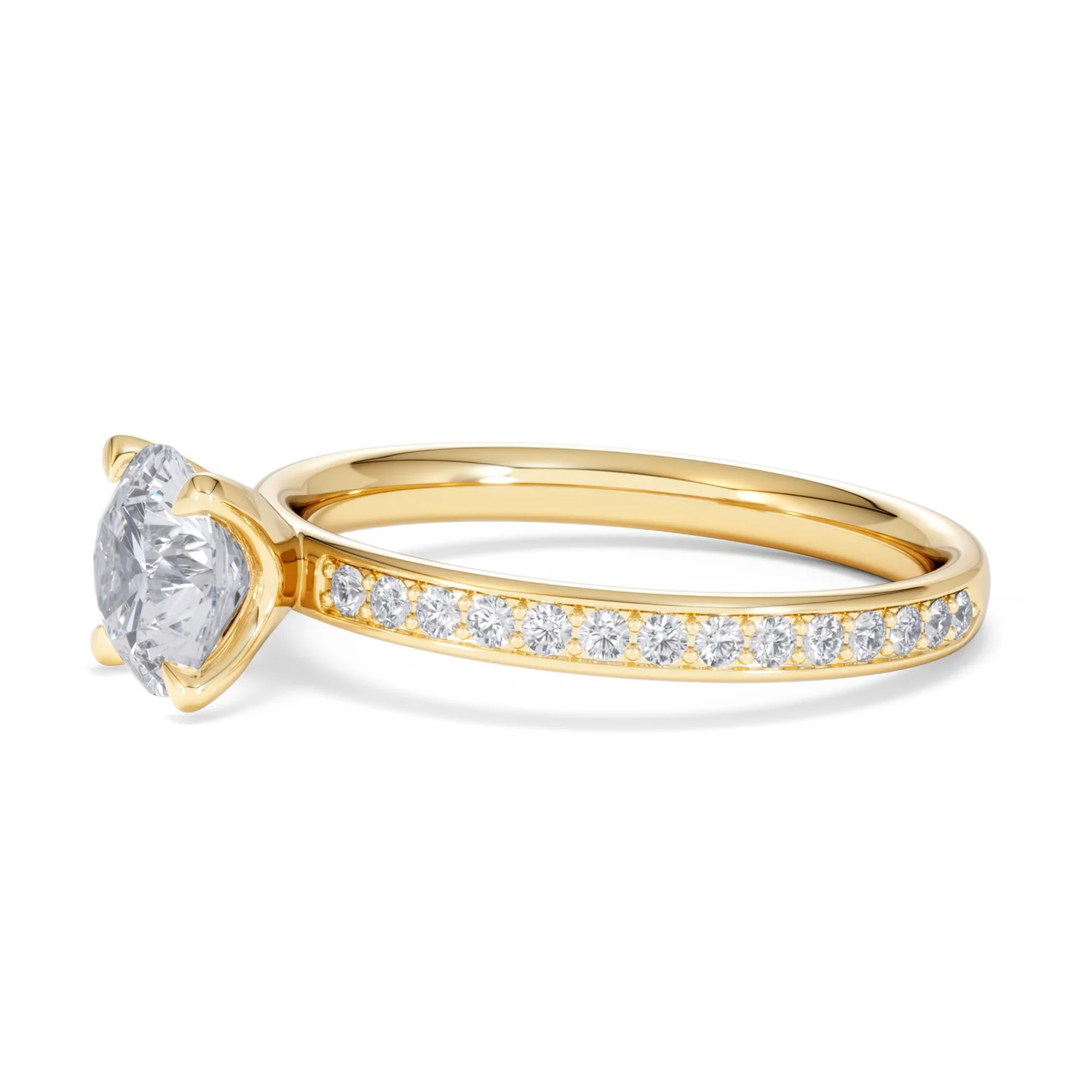 Origin 1.25ct Round Cut Lab Diamond Solitaire Engagement Ring with Side Stones in 18K Yellow Gold - Image 73