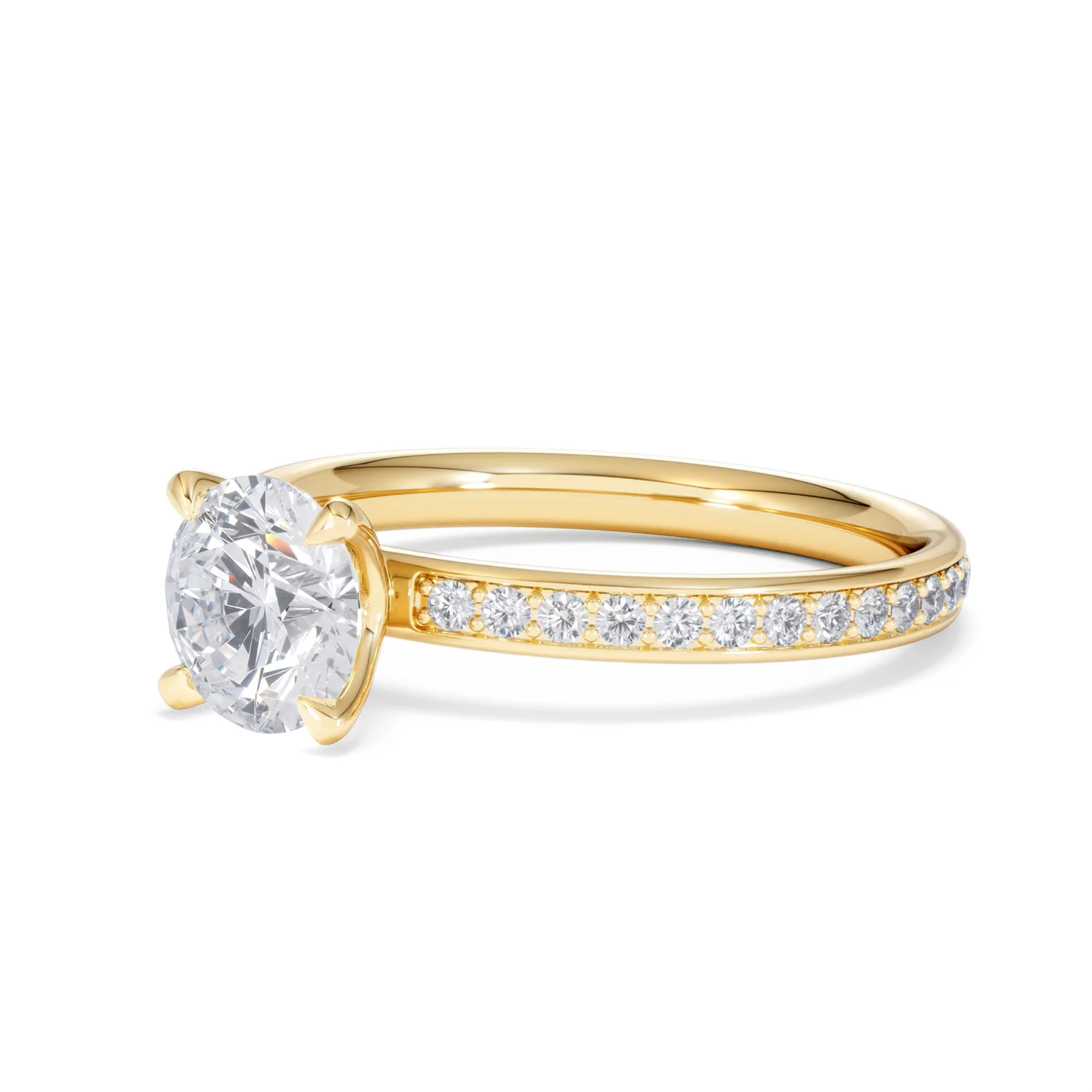 Origin 1.25ct Round Cut Lab Diamond Solitaire Engagement Ring with Side Stones in 18K Yellow Gold - Image 78