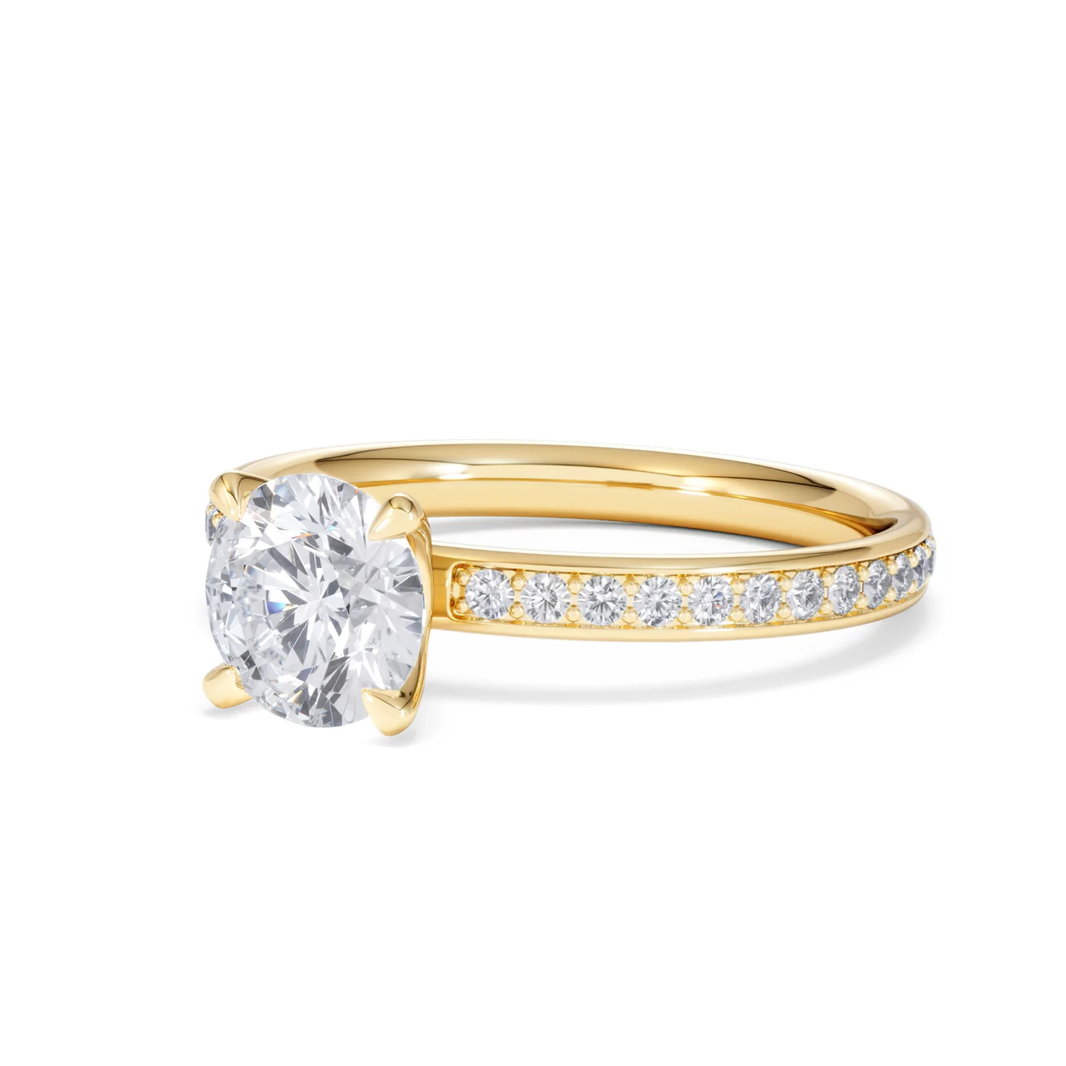 Origin 1.25ct Round Cut Lab Diamond Solitaire Engagement Ring with Side Stones in 18K Yellow Gold - Image 80