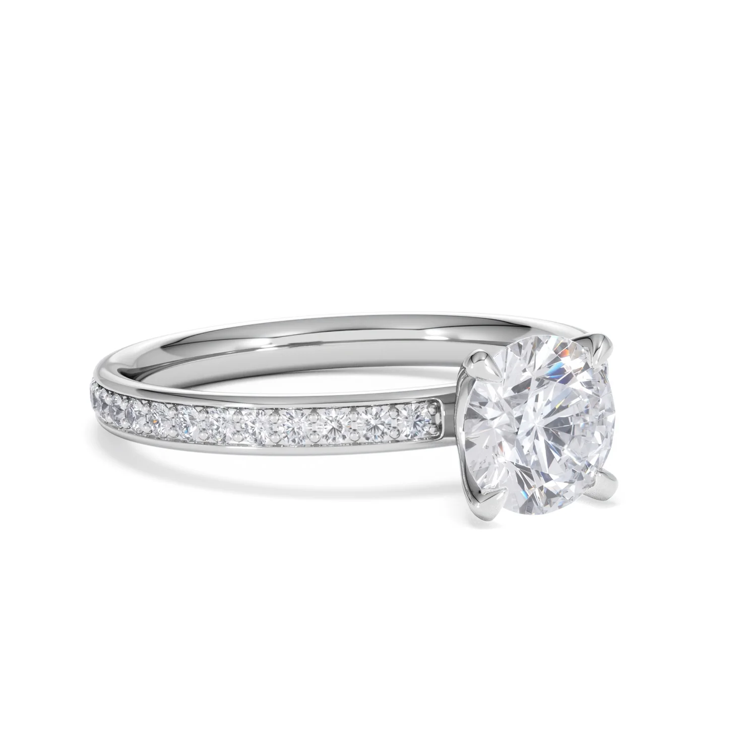 Origin 1.25ct Round Cut Lab Diamond Solitaire Engagement Ring with Side Stones in Platinum - Image 14