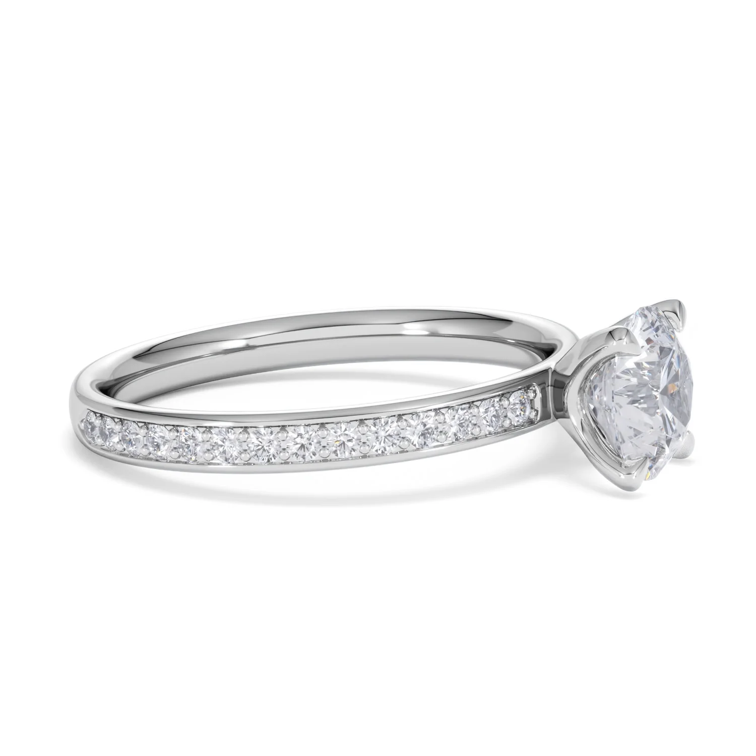 Origin 1.25ct Round Cut Lab Diamond Solitaire Engagement Ring with Side Stones in Platinum - Image 21