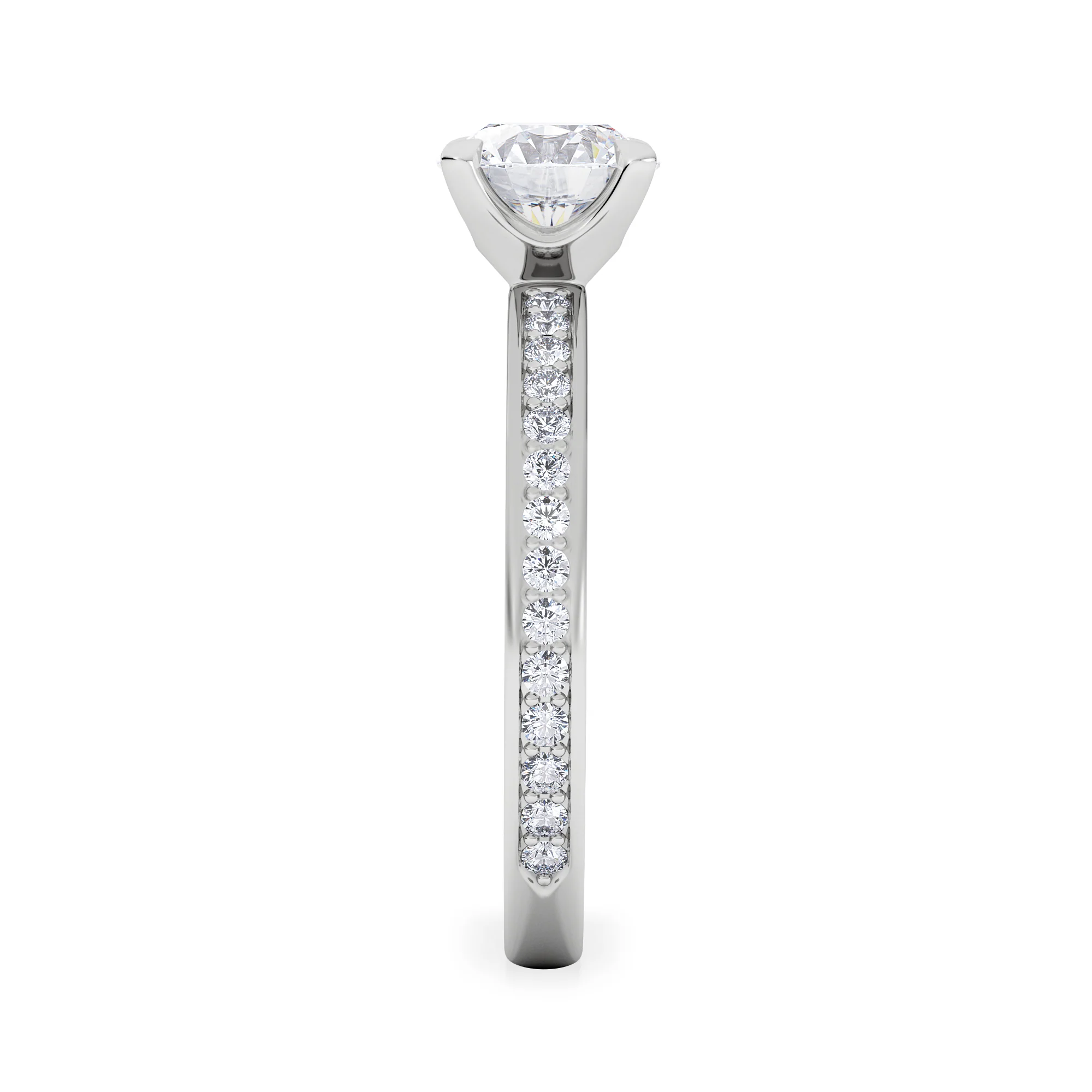 Origin 1.25ct Round Cut Lab Diamond Solitaire Engagement Ring with Side Stones in Platinum - Image 5