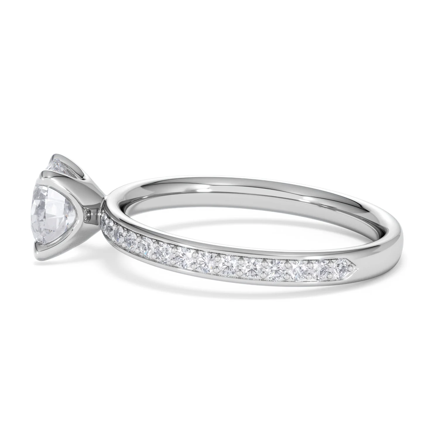 Origin 1.25ct Round Cut Lab Diamond Solitaire Engagement Ring with Side Stones in Platinum - Image 66