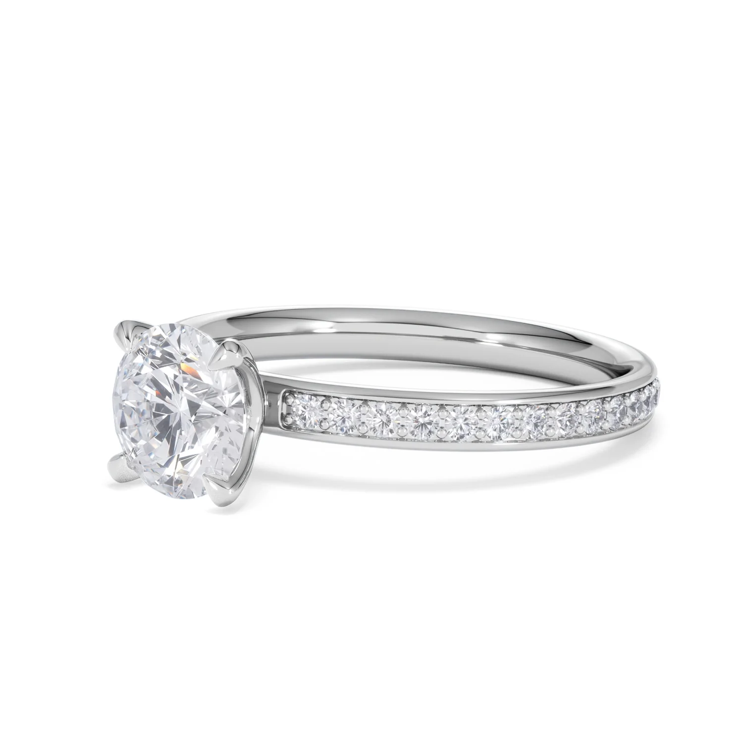 Origin 1.25ct Round Cut Lab Diamond Solitaire Engagement Ring with Side Stones in Platinum - Image 78