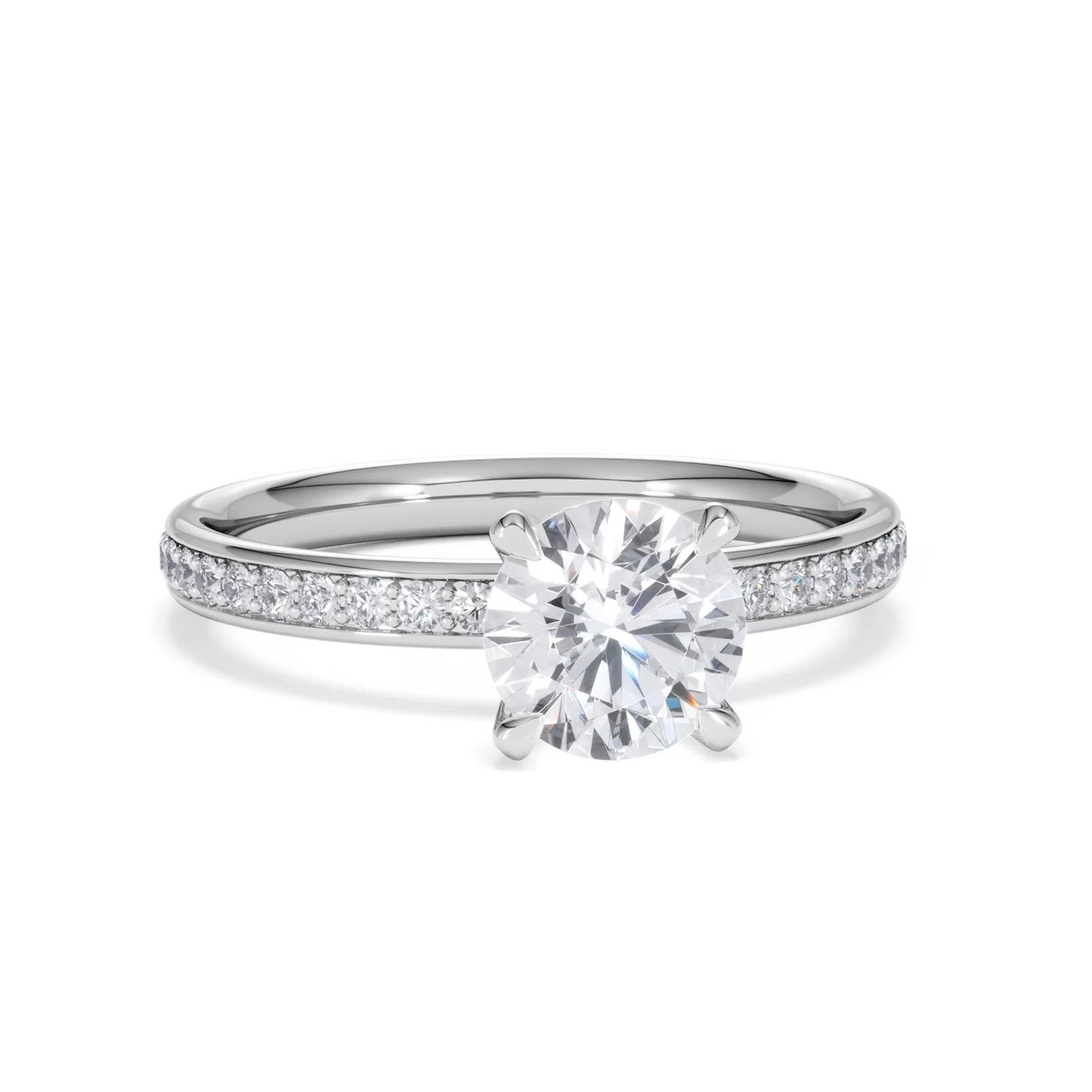 Origin 1.25ct Round Cut Lab Diamond Solitaire Engagement Ring with Side Stones in Platinum - Image 9