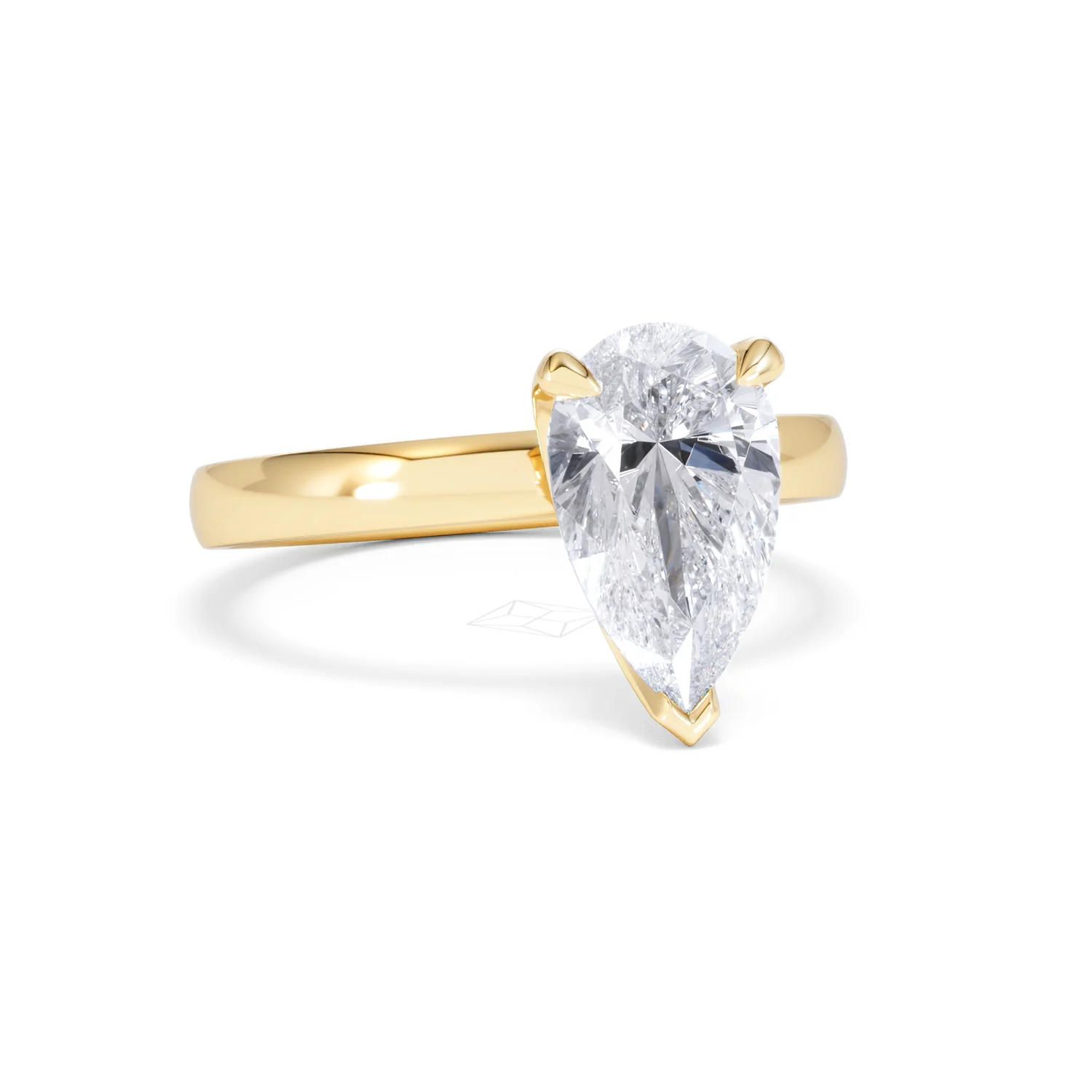 Origin 2.00ct Pear Cut Lab Diamond Solitaire Engagement Ring in 18K Yellow Gold - Image 11