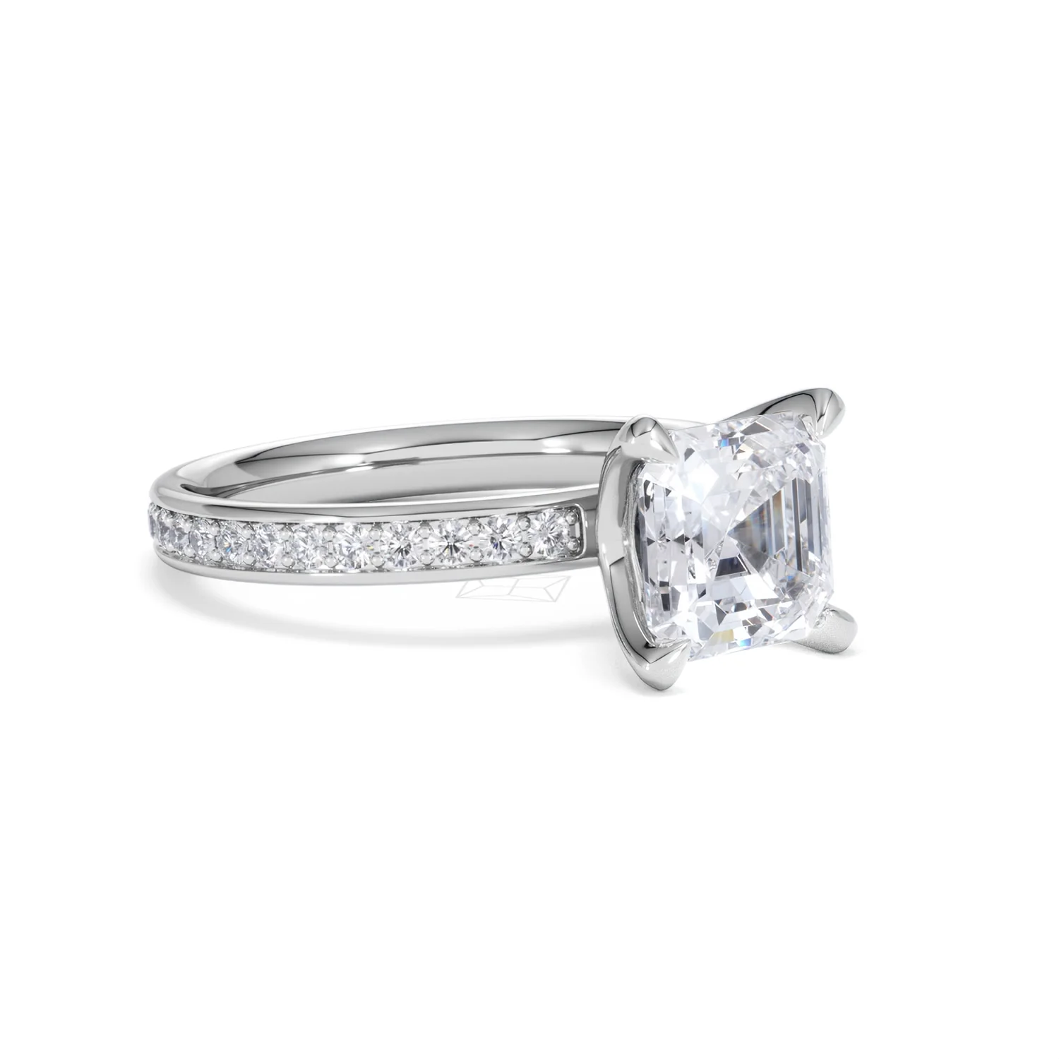 Origin 2.25ct Asscher Cut Lab Diamond Solitaire Engagement Ring with Side Stones in 18K White Gold - Image 15