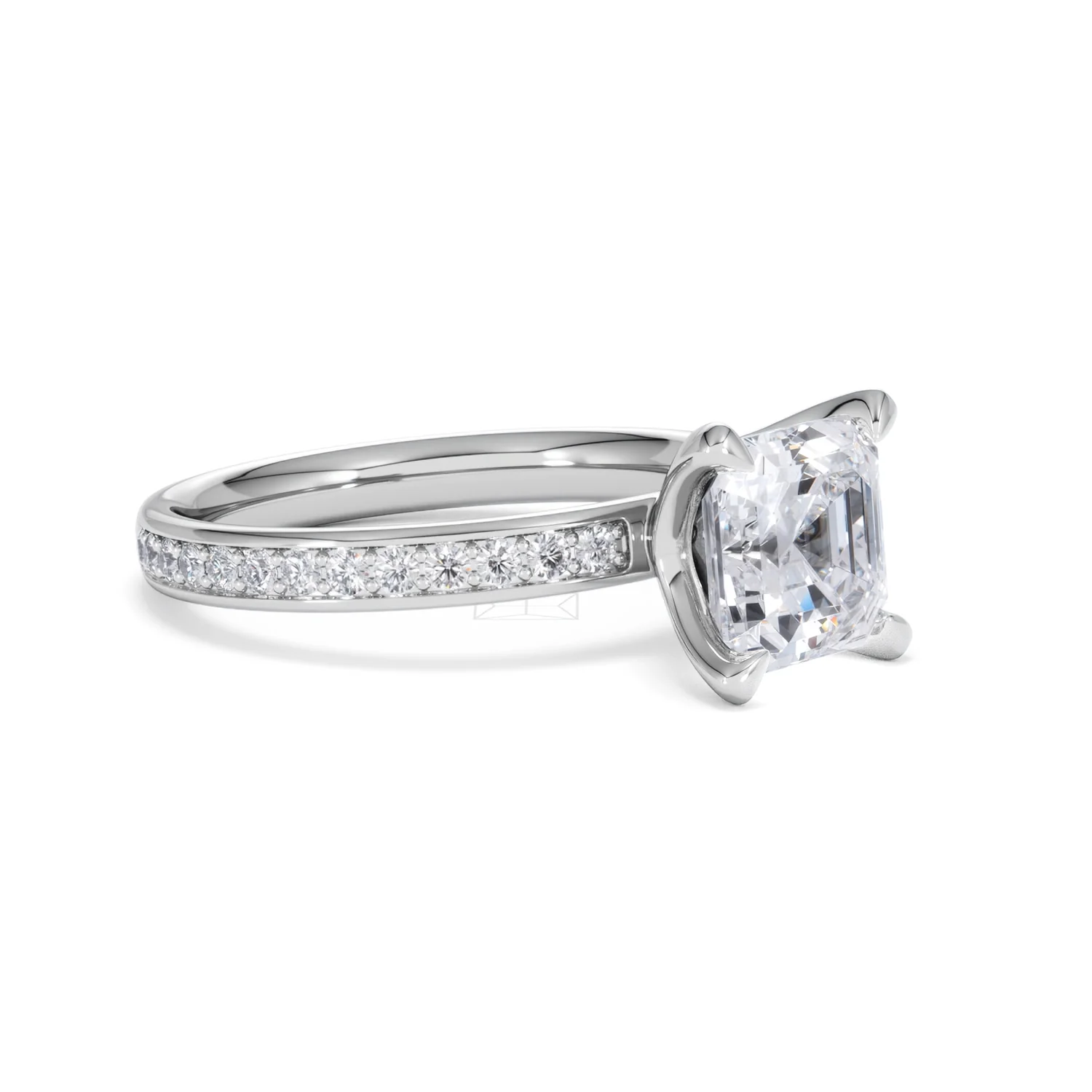 Origin 2.25ct Asscher Cut Lab Diamond Solitaire Engagement Ring with Side Stones in 18K White Gold - Image 17