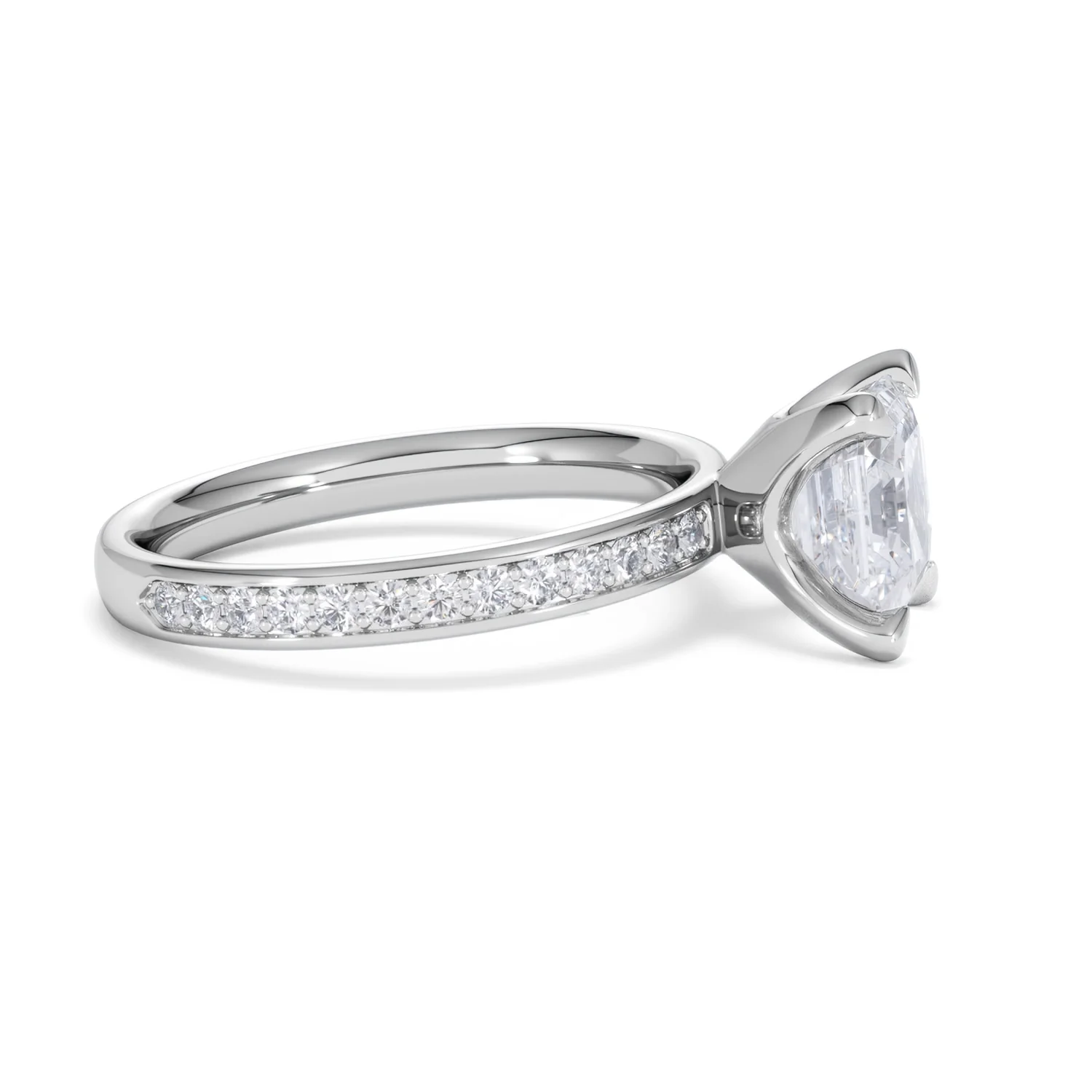 Origin 2.25ct Asscher Cut Lab Diamond Solitaire Engagement Ring with Side Stones in 18K White Gold - Image 24