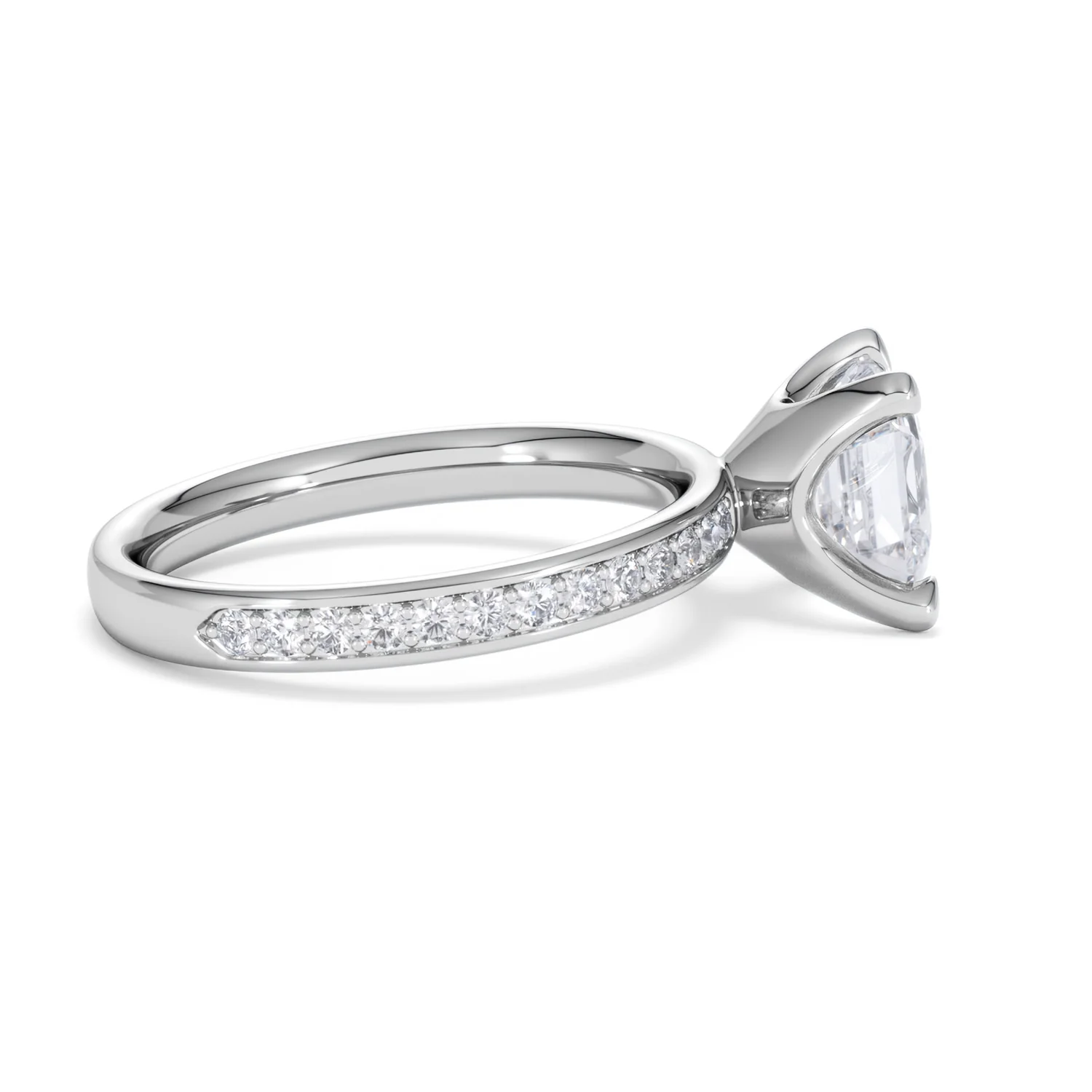 Origin 2.25ct Asscher Cut Lab Diamond Solitaire Engagement Ring with Side Stones in 18K White Gold - Image 28