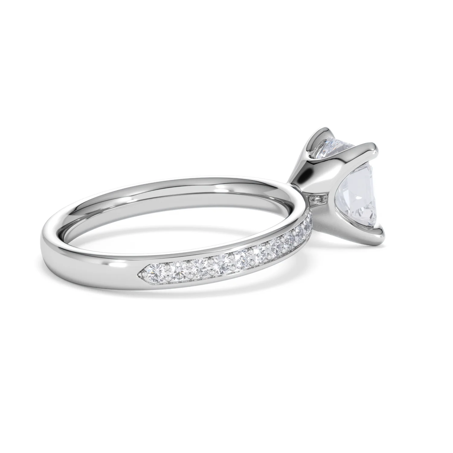 Origin 2.25ct Asscher Cut Lab Diamond Solitaire Engagement Ring with Side Stones in 18K White Gold - Image 33
