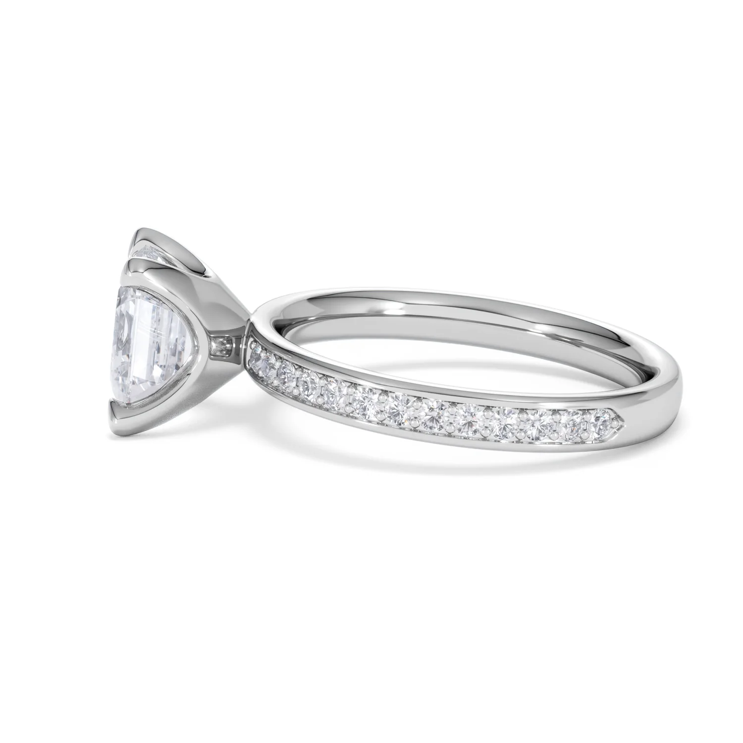 Origin 2.25ct Asscher Cut Lab Diamond Solitaire Engagement Ring with Side Stones in 18K White Gold - Image 67