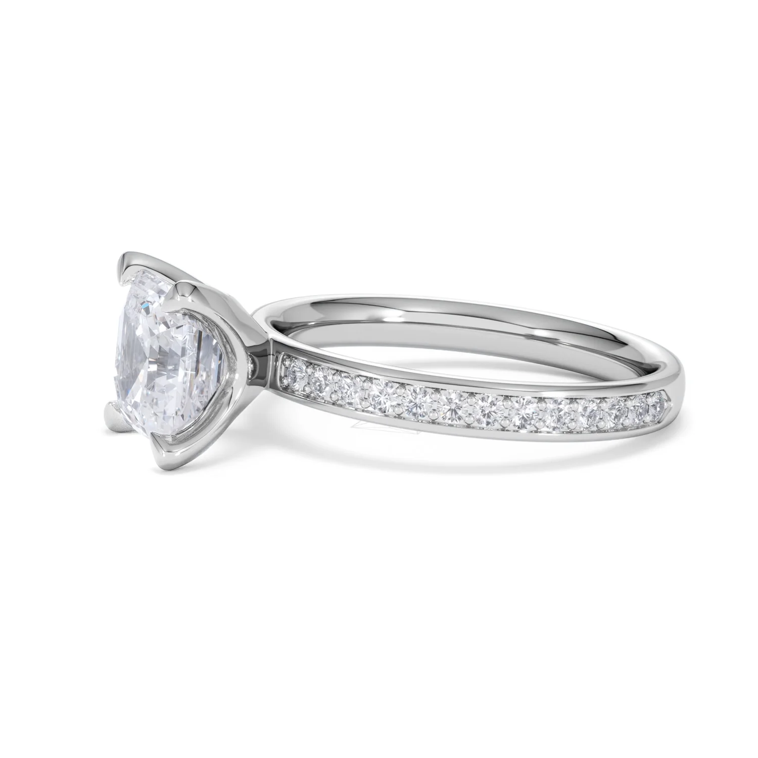 Origin 2.25ct Asscher Cut Lab Diamond Solitaire Engagement Ring with Side Stones in 18K White Gold - Image 72