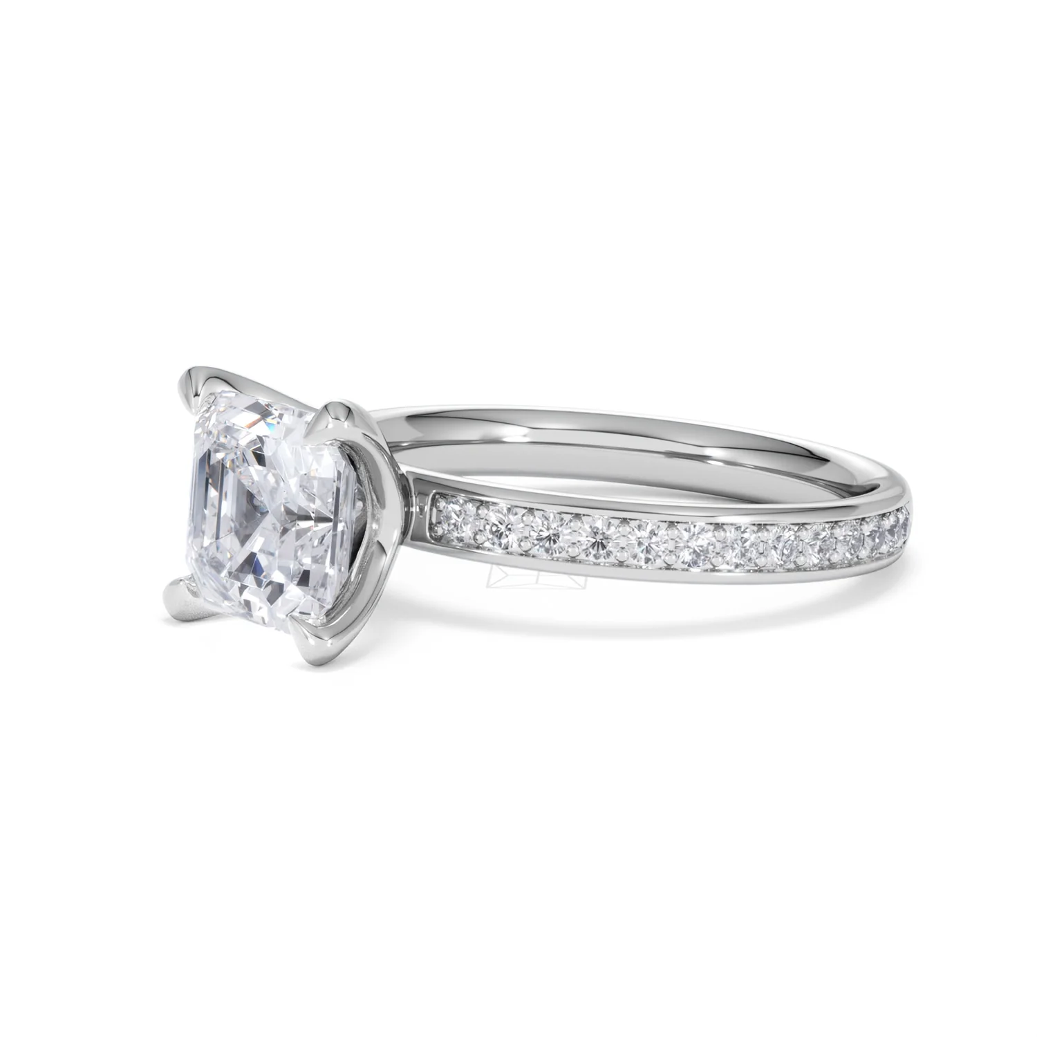 Origin 2.25ct Asscher Cut Lab Diamond Solitaire Engagement Ring with Side Stones in 18K White Gold - Image 76