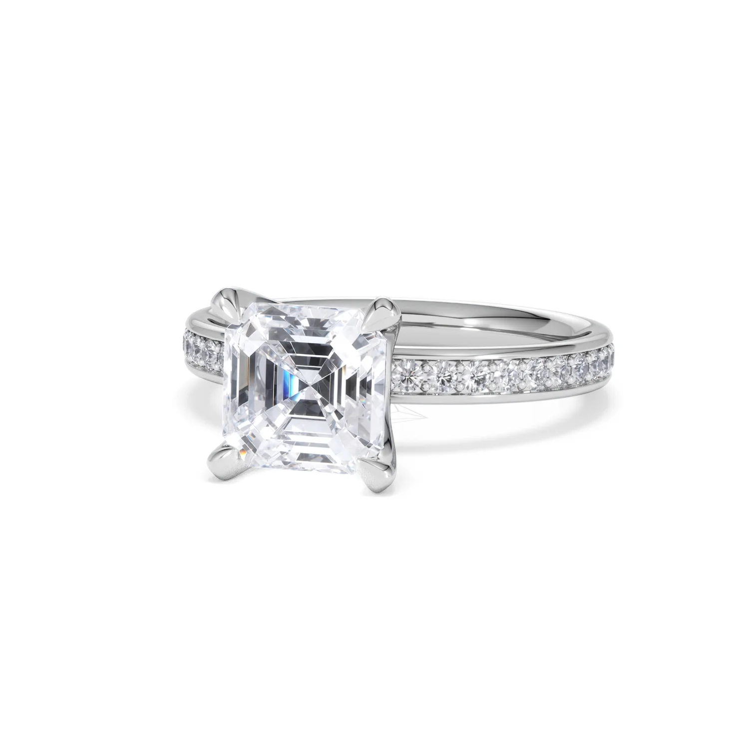 Origin 2.25ct Asscher Cut Lab Diamond Solitaire Engagement Ring with Side Stones in 18K White Gold - Image 83