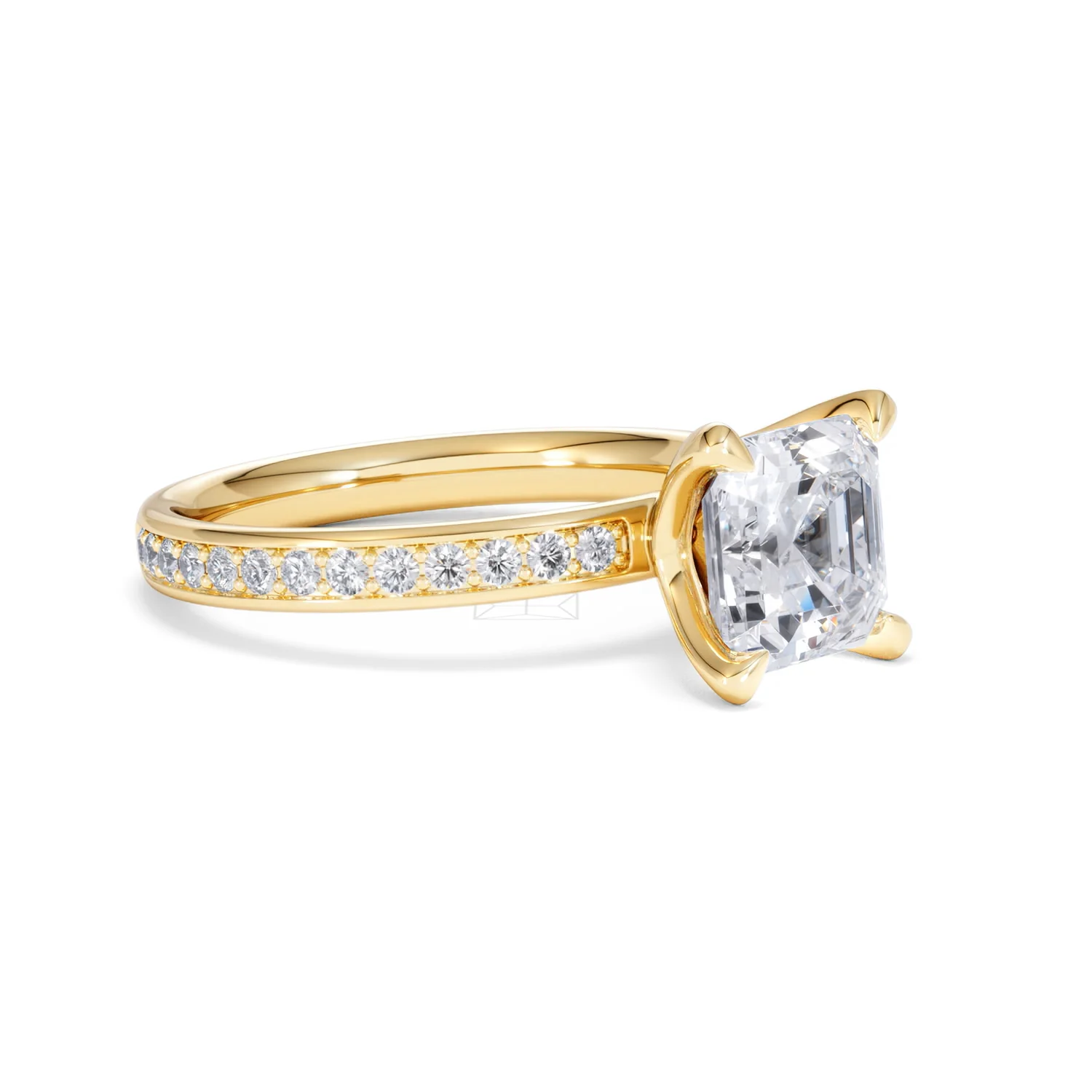 Origin 2.25ct Asscher Cut Lab Diamond Solitaire Engagement Ring with Side Stones in 18K Yellow Gold - Image 17