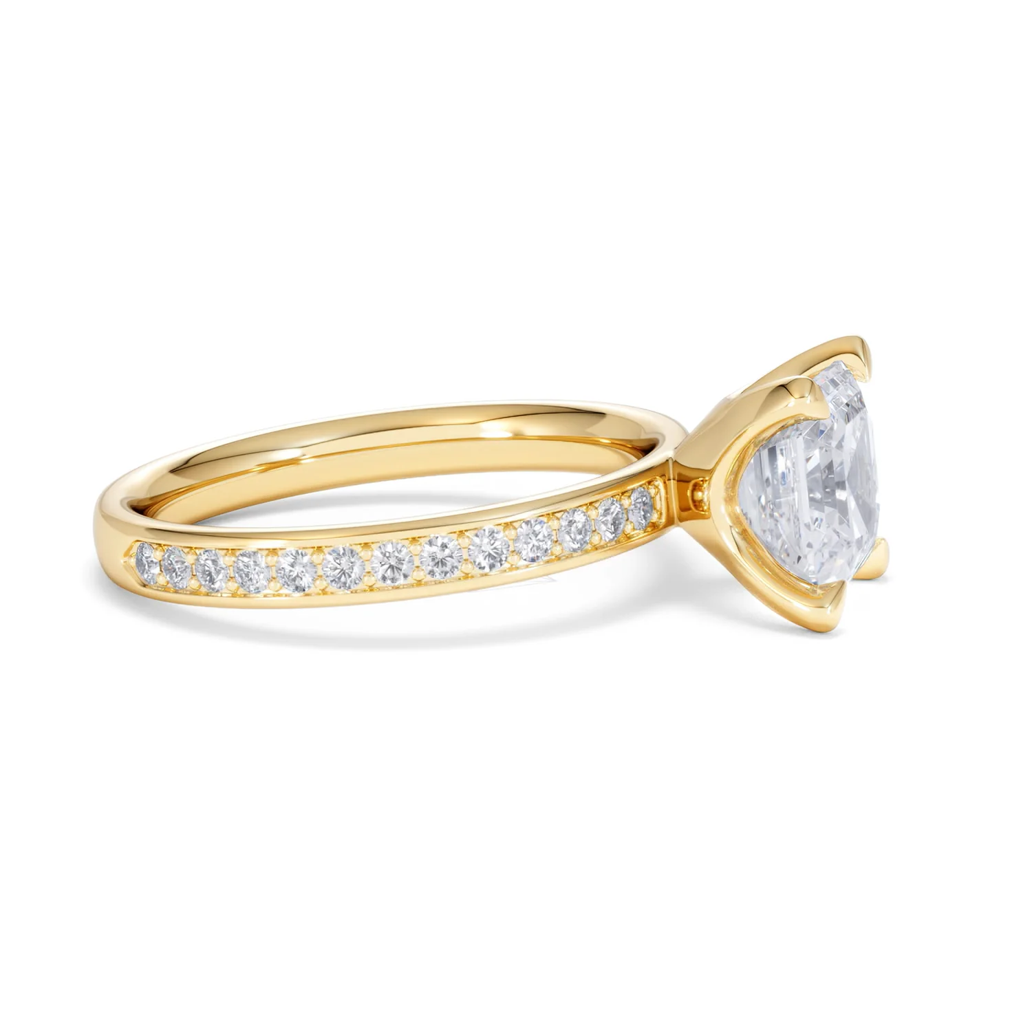 Origin 2.25ct Asscher Cut Lab Diamond Solitaire Engagement Ring with Side Stones in 18K Yellow Gold - Image 23