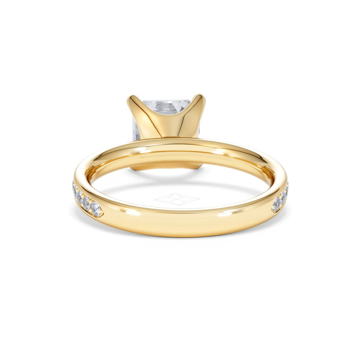 Origin 2.25ct Asscher Cut Lab Diamond Solitaire Engagement Ring with Side Stones in 18K Yellow Gold - Image 48