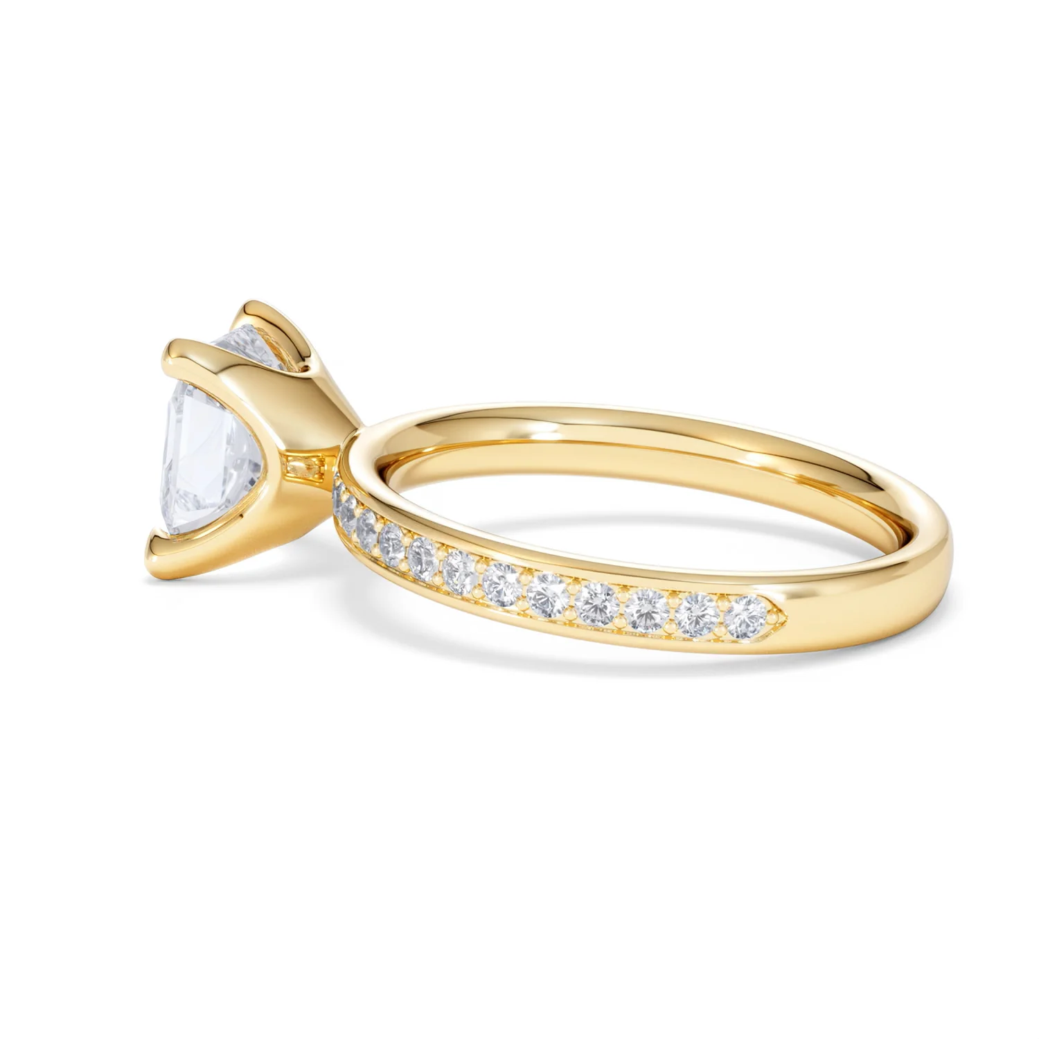 Origin 2.25ct Asscher Cut Lab Diamond Solitaire Engagement Ring with Side Stones in 18K Yellow Gold - Image 63