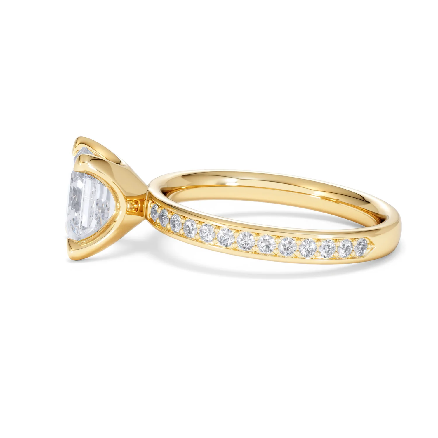 Origin 2.25ct Asscher Cut Lab Diamond Solitaire Engagement Ring with Side Stones in 18K Yellow Gold - Image 68