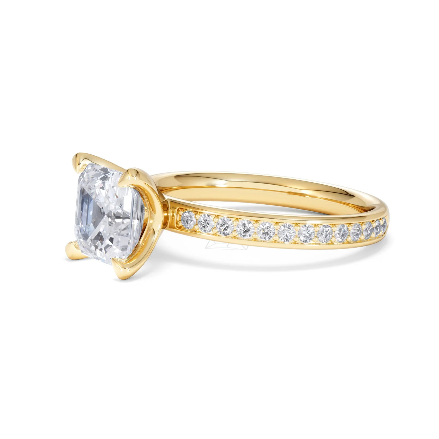 Origin 2.25ct Asscher Cut Lab Diamond Solitaire Engagement Ring with Side Stones in 18K Yellow Gold - Image 75