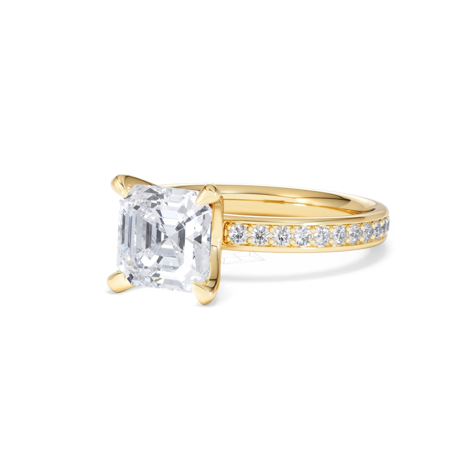 Origin 2.25ct Asscher Cut Lab Diamond Solitaire Engagement Ring with Side Stones in 18K Yellow Gold - Image 81