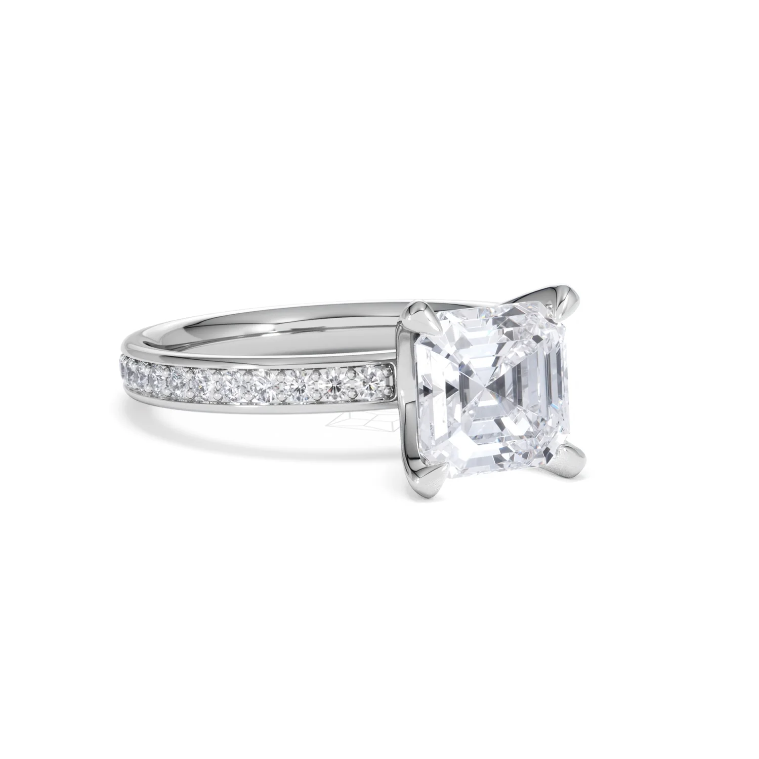 Origin 2.25ct Asscher Cut Lab Diamond Solitaire Engagement Ring with Side Stones in Platinum - Image 13