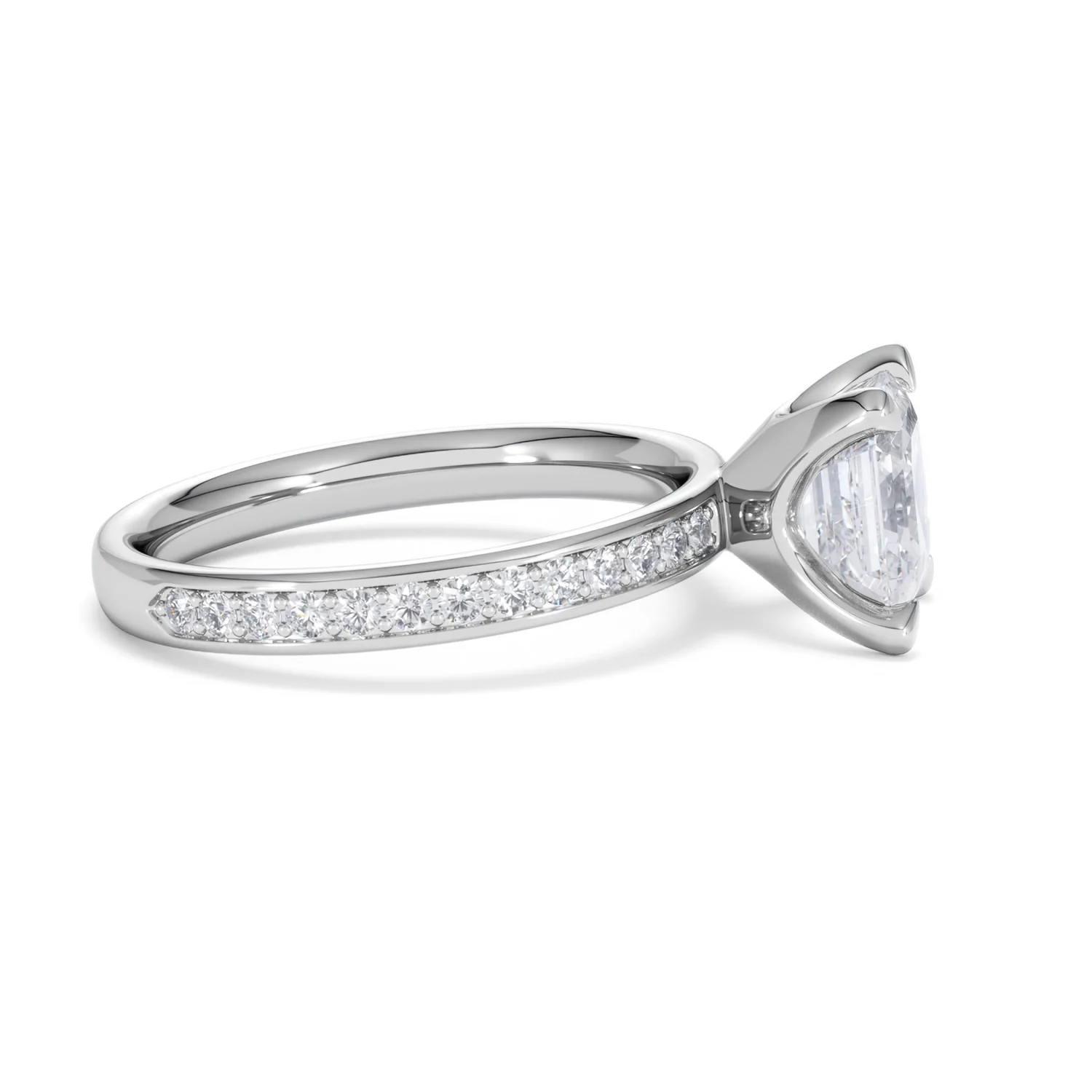 Origin 2.25ct Asscher Cut Lab Diamond Solitaire Engagement Ring with Side Stones in Platinum - Image 25