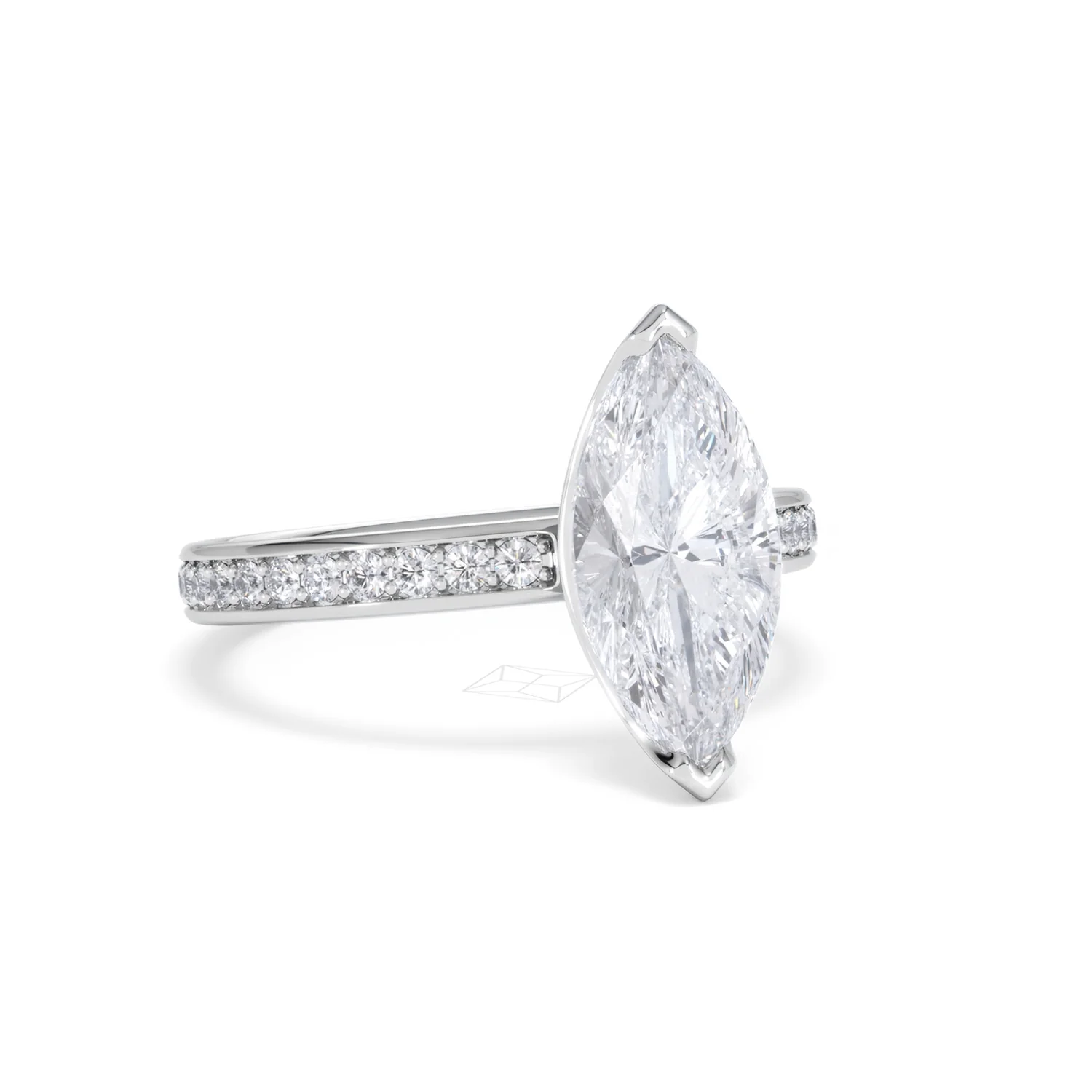 Origin 2.25ct Marquise Cut Lab Diamond Solitaire Engagement Ring with Side Stones in 18K White Gold - Image 12