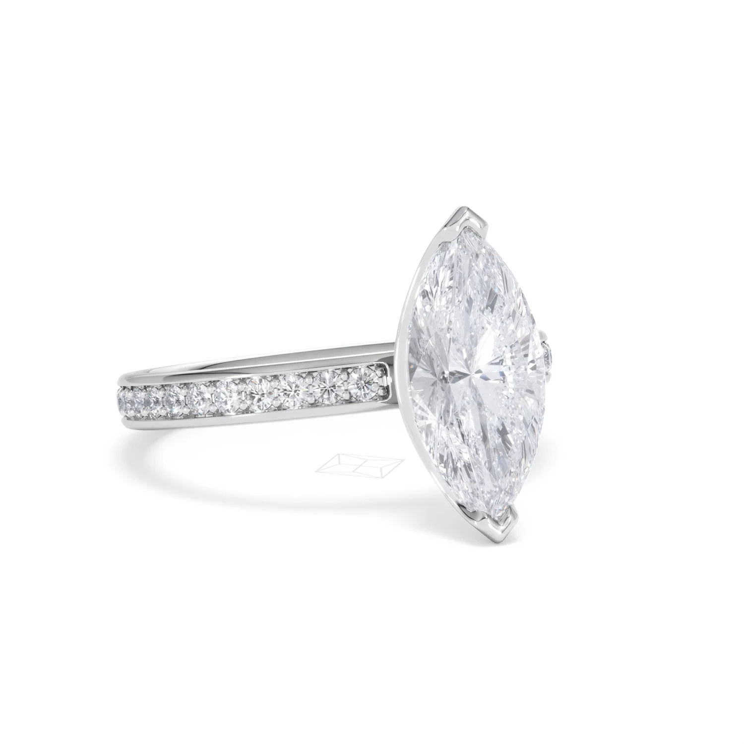 Origin 2.25ct Marquise Cut Lab Diamond Solitaire Engagement Ring with Side Stones in 18K White Gold - Image 13