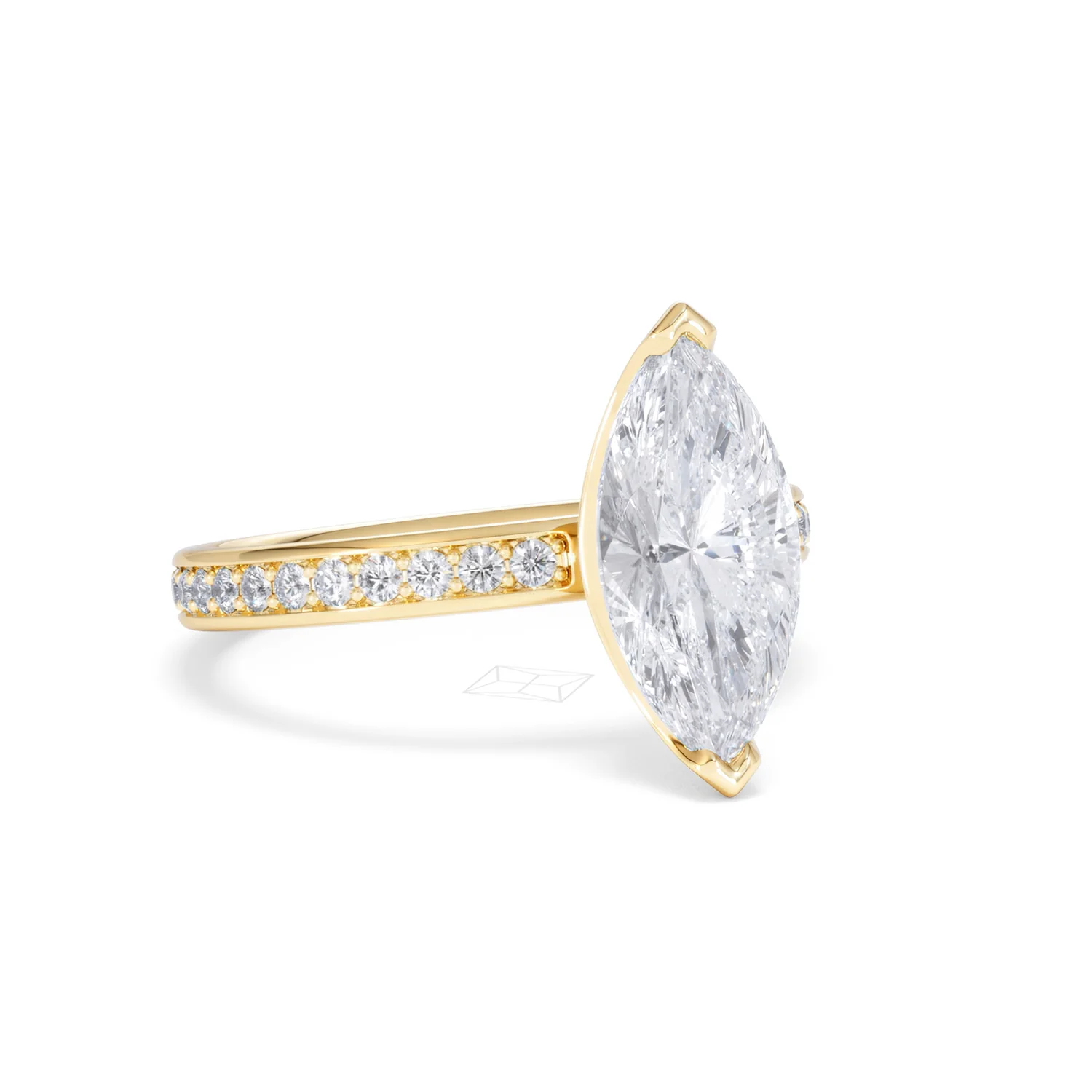 Origin 2.25ct Marquise Cut Lab Diamond Solitaire Engagement Ring with Side Stones in 18K Yellow Gold - Image 13