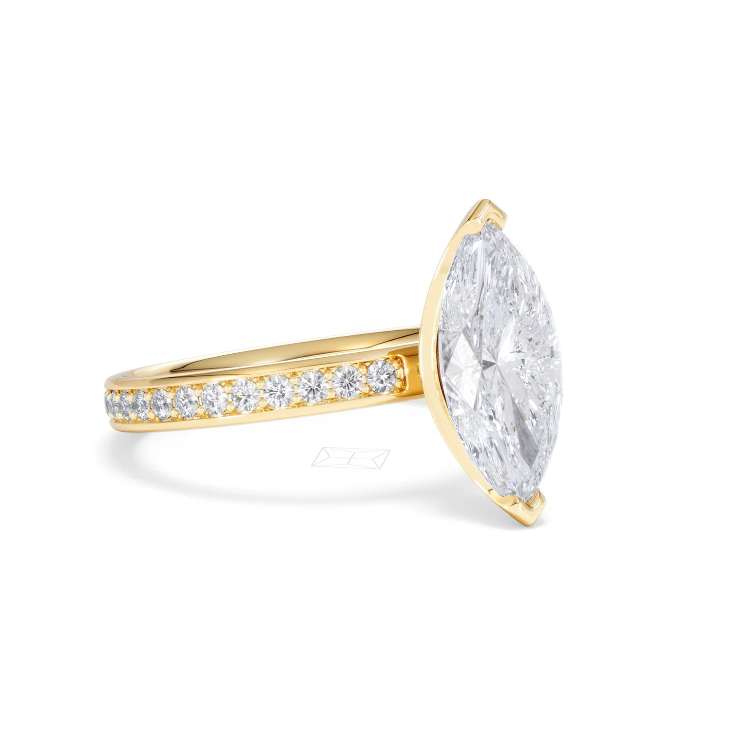 Origin 2.25ct Marquise Cut Lab Diamond Solitaire Engagement Ring with Side Stones in 18K Yellow Gold - Image 15