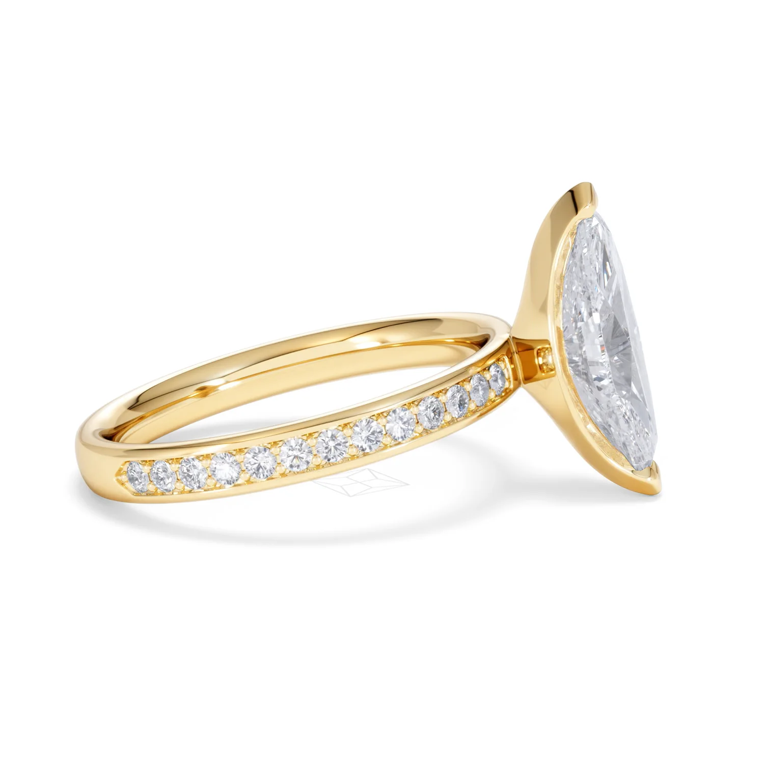 Origin 2.25ct Marquise Cut Lab Diamond Solitaire Engagement Ring with Side Stones in 18K Yellow Gold - Image 25
