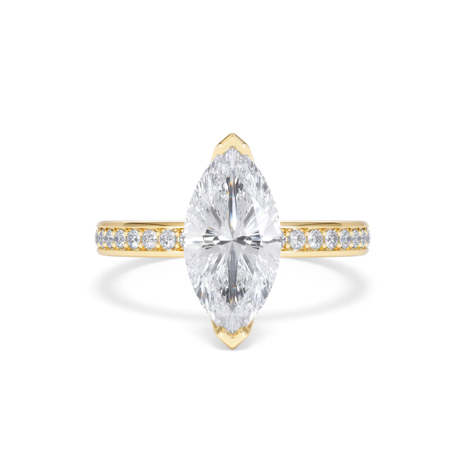 Origin 2.25ct Marquise Cut Lab Diamond Solitaire Engagement Ring with Side Stones in 18K Yellow Gold - Image 7