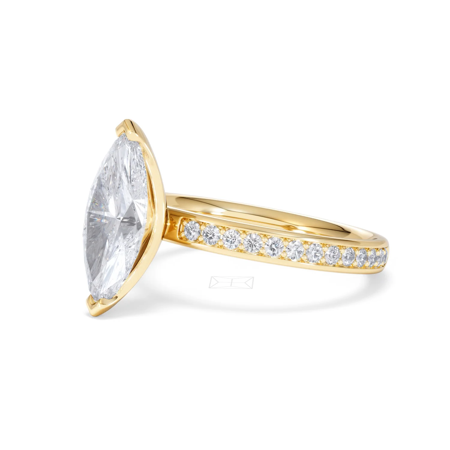 Origin 2.25ct Marquise Cut Lab Diamond Solitaire Engagement Ring with Side Stones in 18K Yellow Gold - Image 76