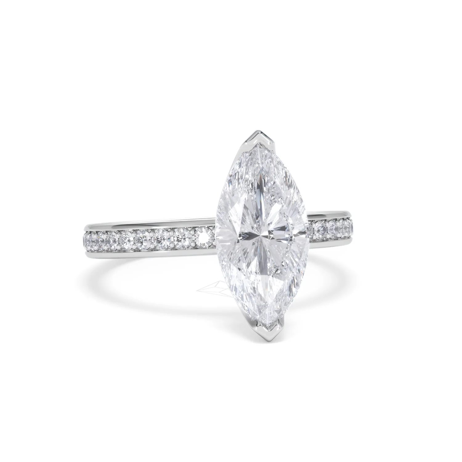 Origin 2.25ct Marquise Cut Lab Diamond Solitaire Engagement Ring with Side Stones in Platinum - Image 10