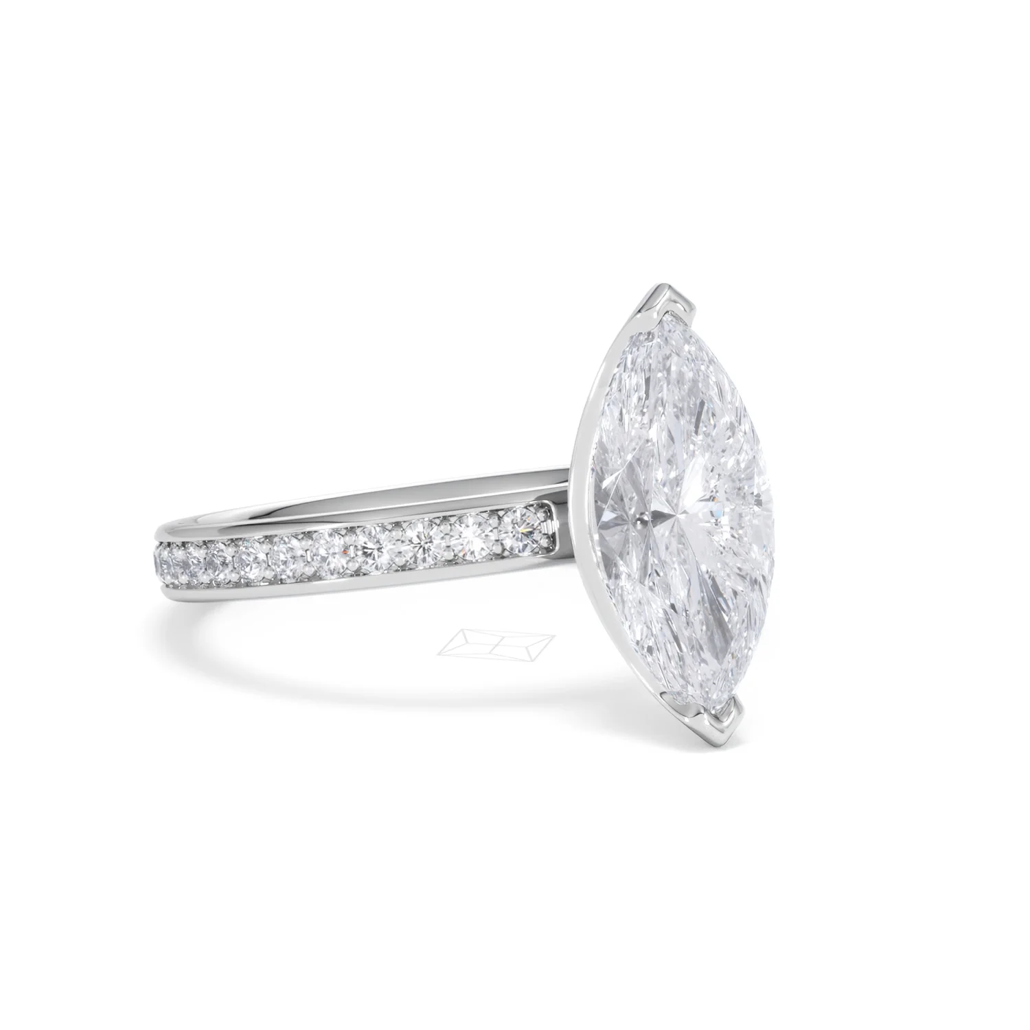 Origin 2.25ct Marquise Cut Lab Diamond Solitaire Engagement Ring with Side Stones in Platinum - Image 14