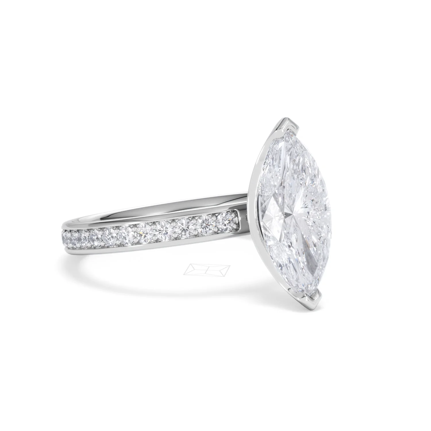 Origin 2.25ct Marquise Cut Lab Diamond Solitaire Engagement Ring with Side Stones in Platinum - Image 15