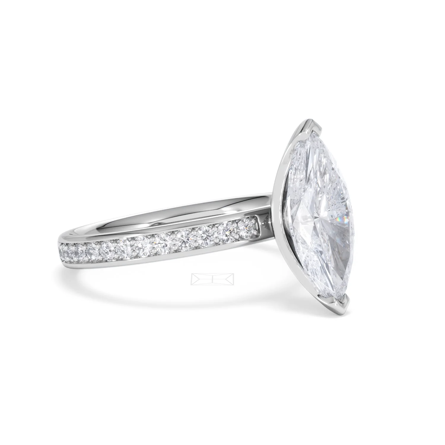Origin 2.25ct Marquise Cut Lab Diamond Solitaire Engagement Ring with Side Stones in Platinum - Image 17