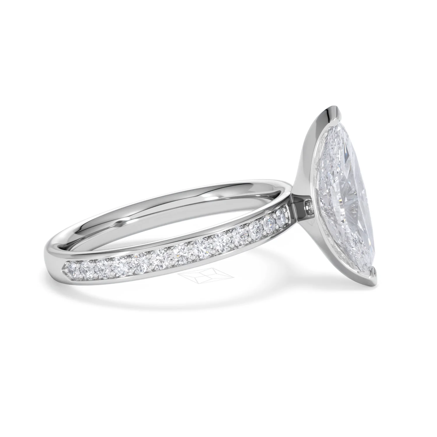Origin 2.25ct Marquise Cut Lab Diamond Solitaire Engagement Ring with Side Stones in Platinum - Image 24