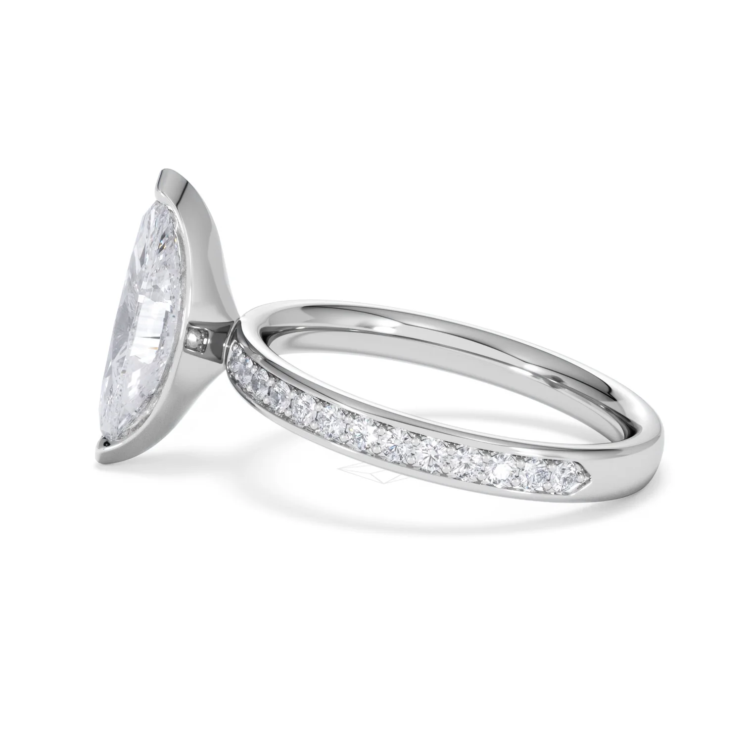 Origin 2.25ct Marquise Cut Lab Diamond Solitaire Engagement Ring with Side Stones in Platinum - Image 66