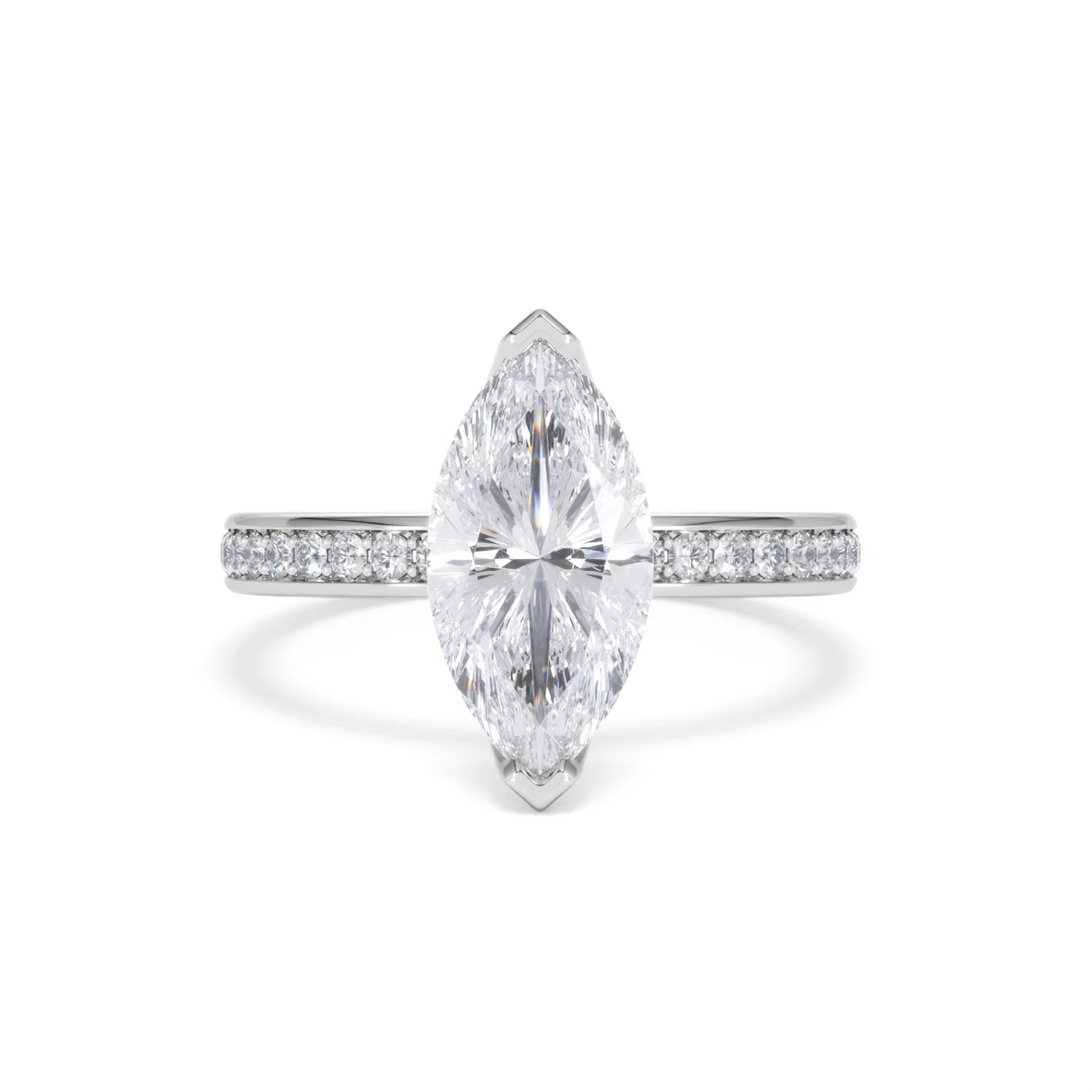 Origin 2.25ct Marquise Cut Lab Diamond Solitaire Engagement Ring with Side Stones in Platinum - Image 7