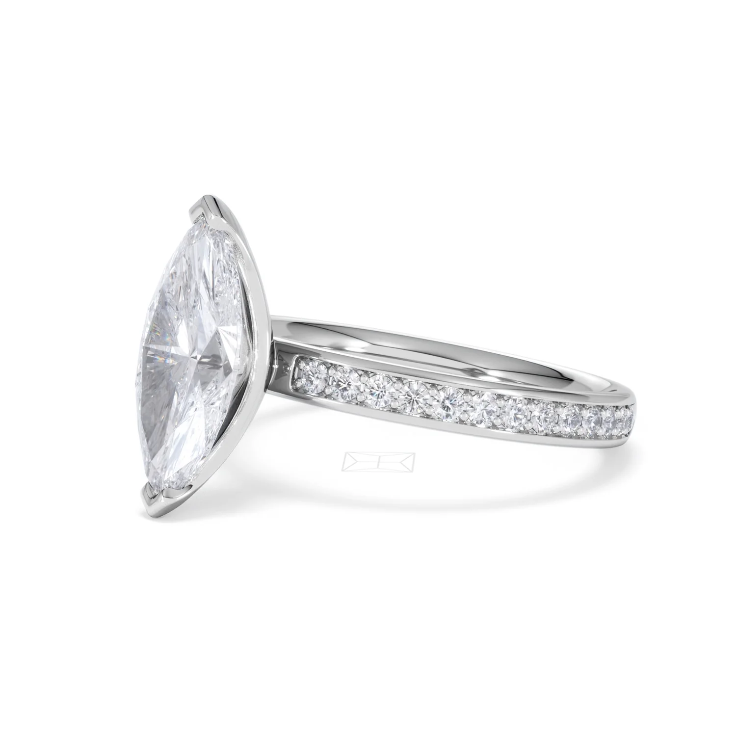 Origin 2.25ct Marquise Cut Lab Diamond Solitaire Engagement Ring with Side Stones in Platinum - Image 76